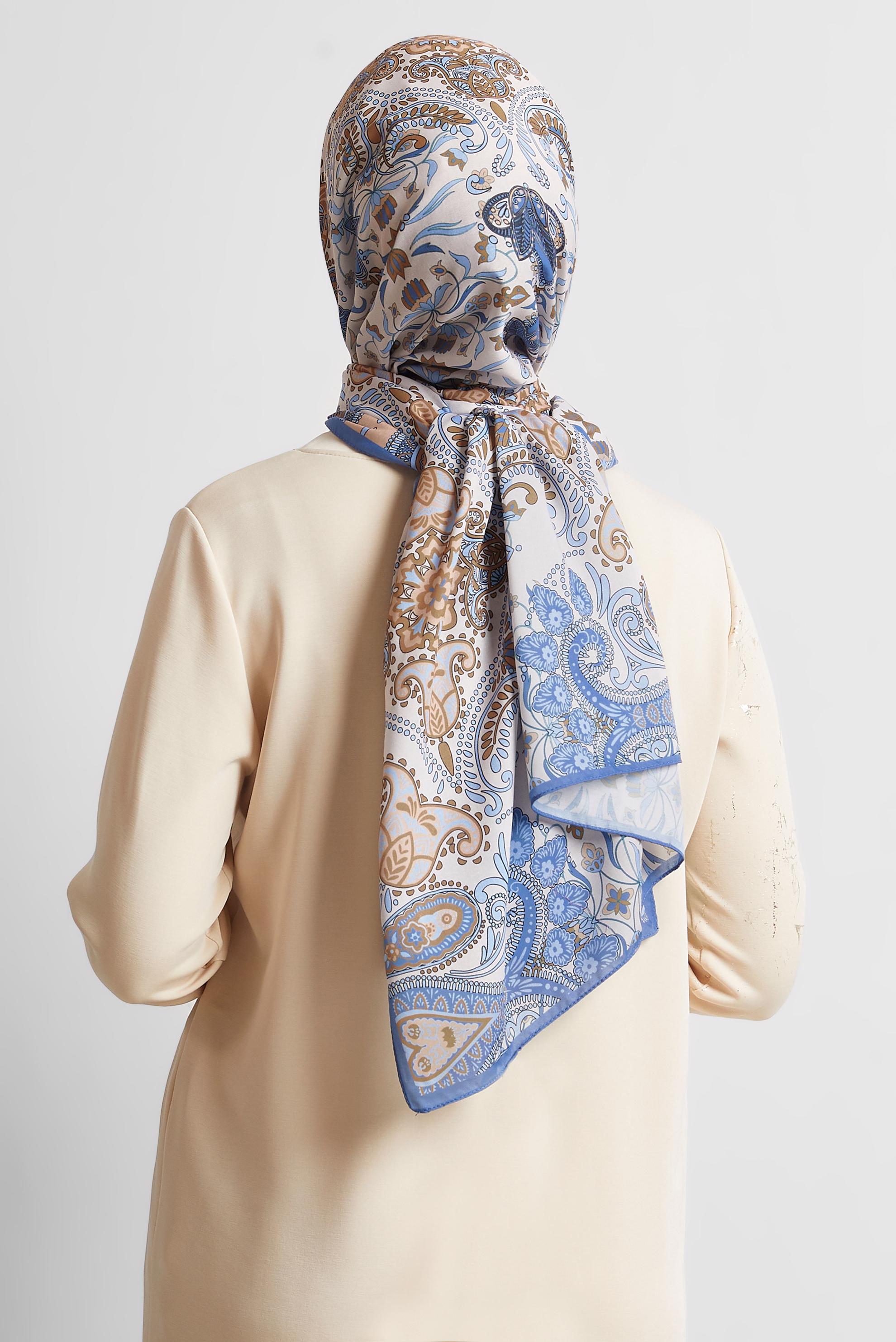 Tesettür giyim MAVİ ALVİNA DESENLİ ŞAL 10172