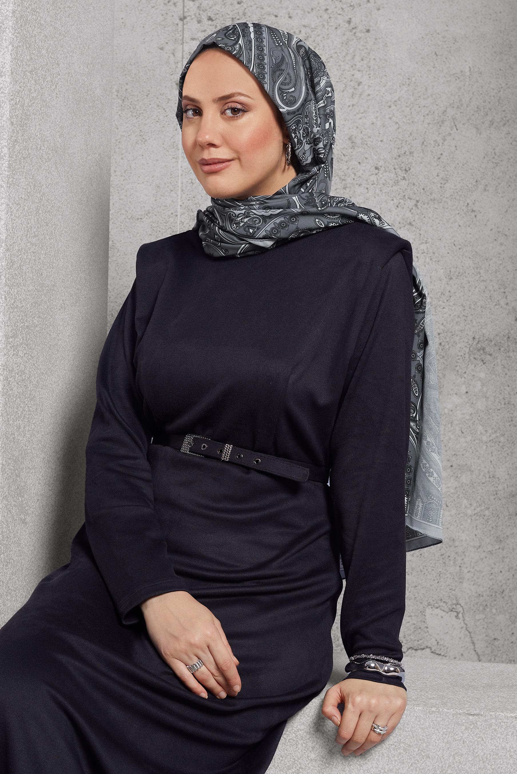 Tesettür giyim GRİ ALVİNA DESENLİ ŞAL 10174