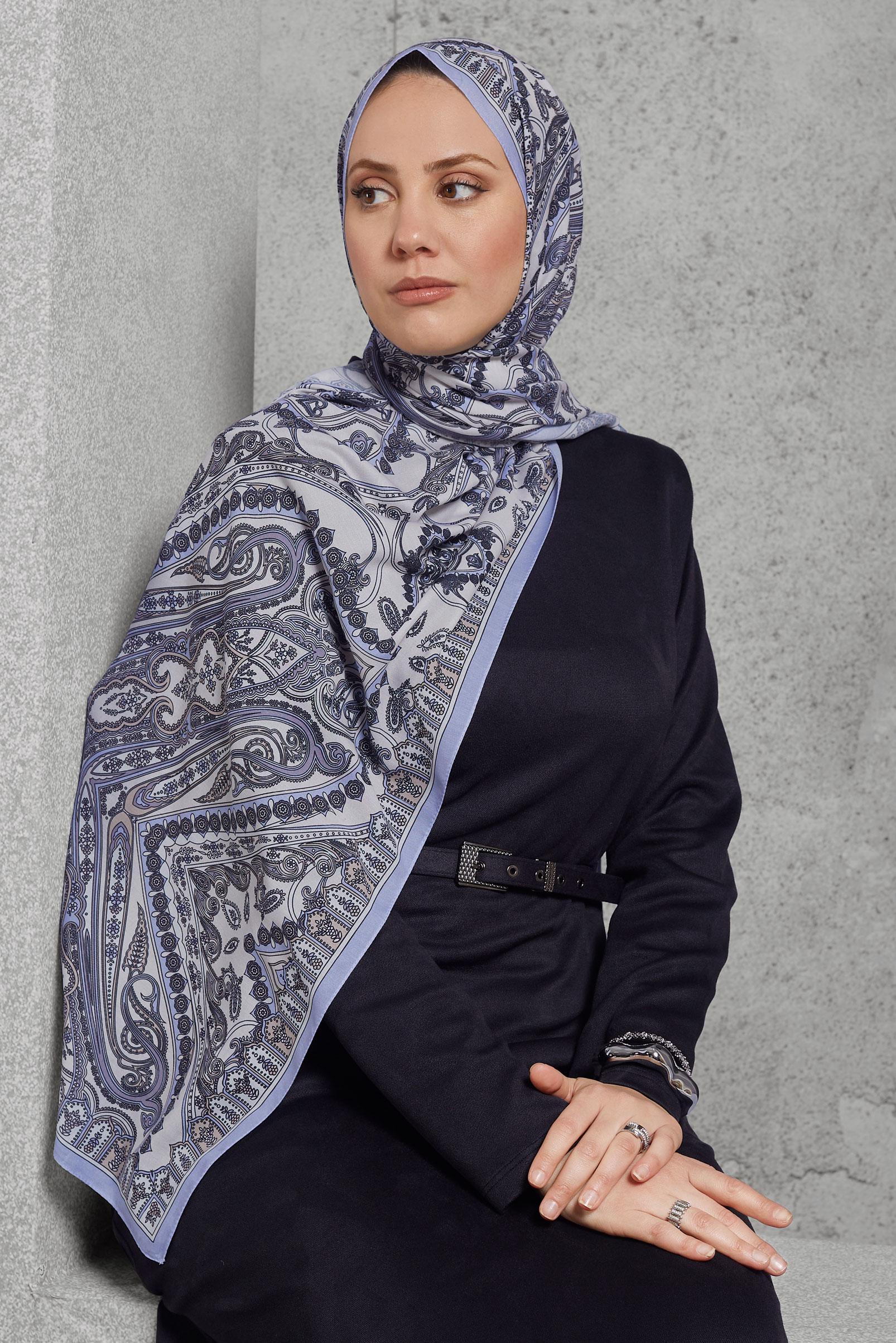 Tesettür giyim GÜMÜŞ ALVİNA DESENLİ ŞAL 10174