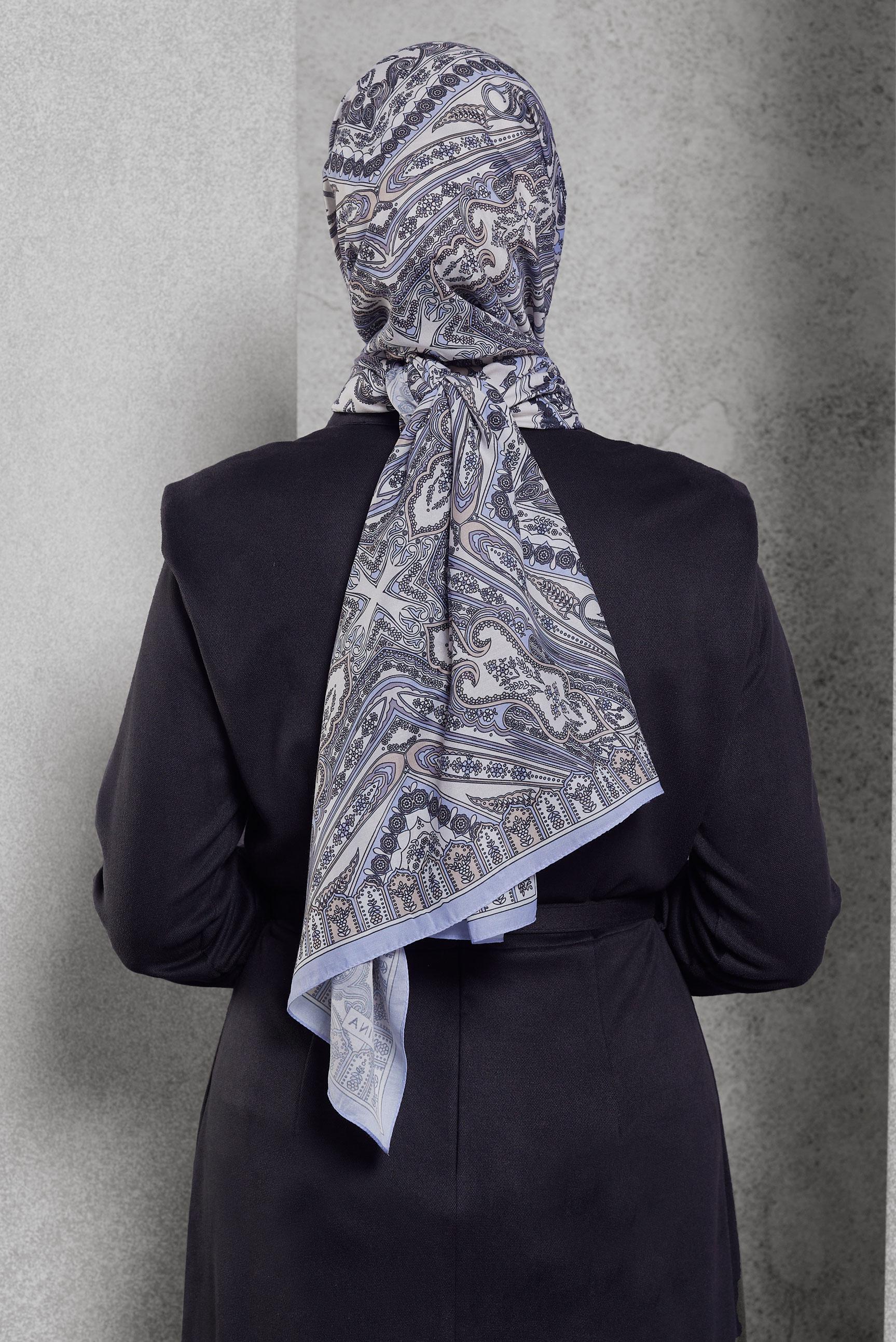 Tesettür giyim GÜMÜŞ ALVİNA DESENLİ ŞAL 10174