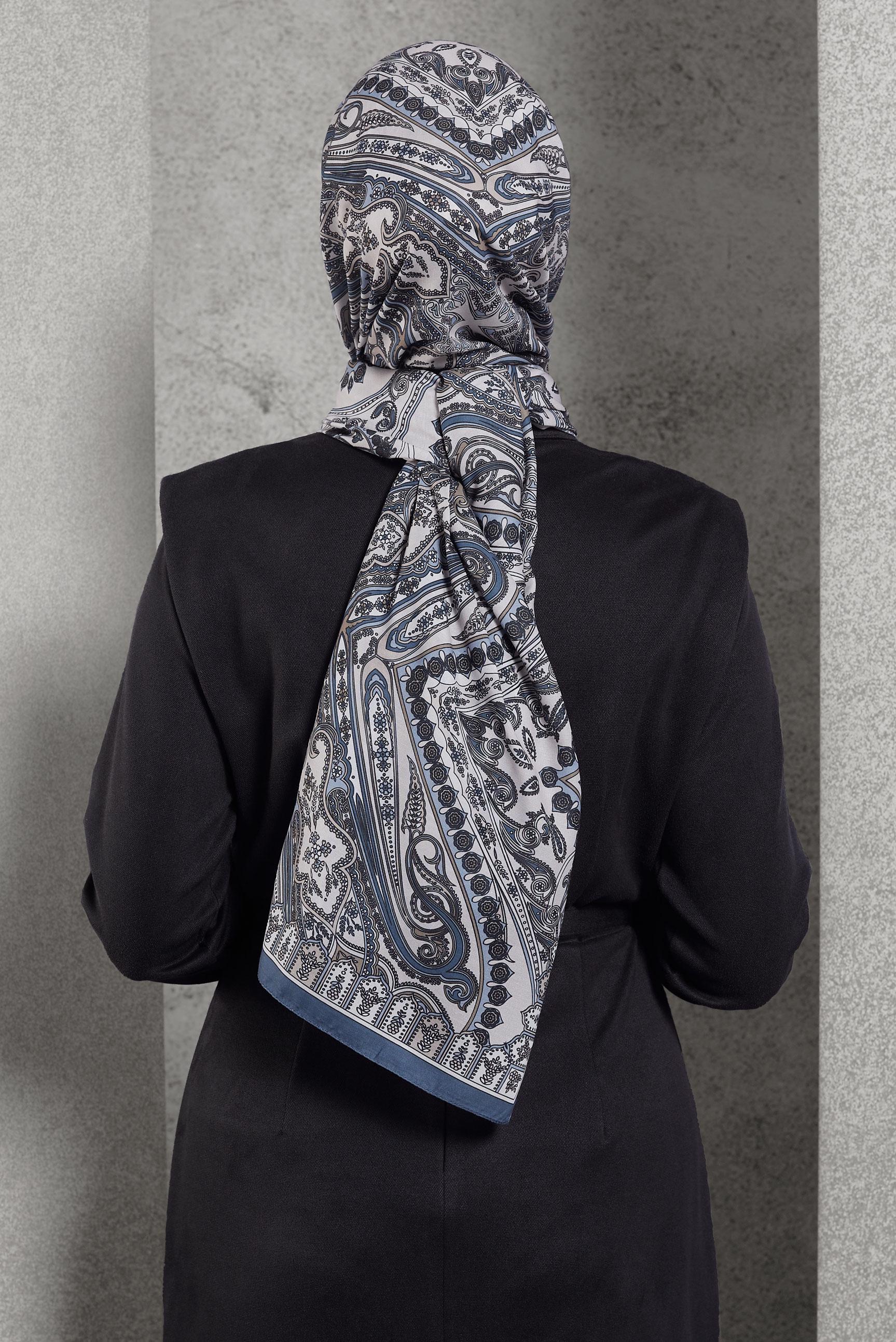 Tesettür giyim LACİVERT ALVİNA DESENLİ ŞAL 10174