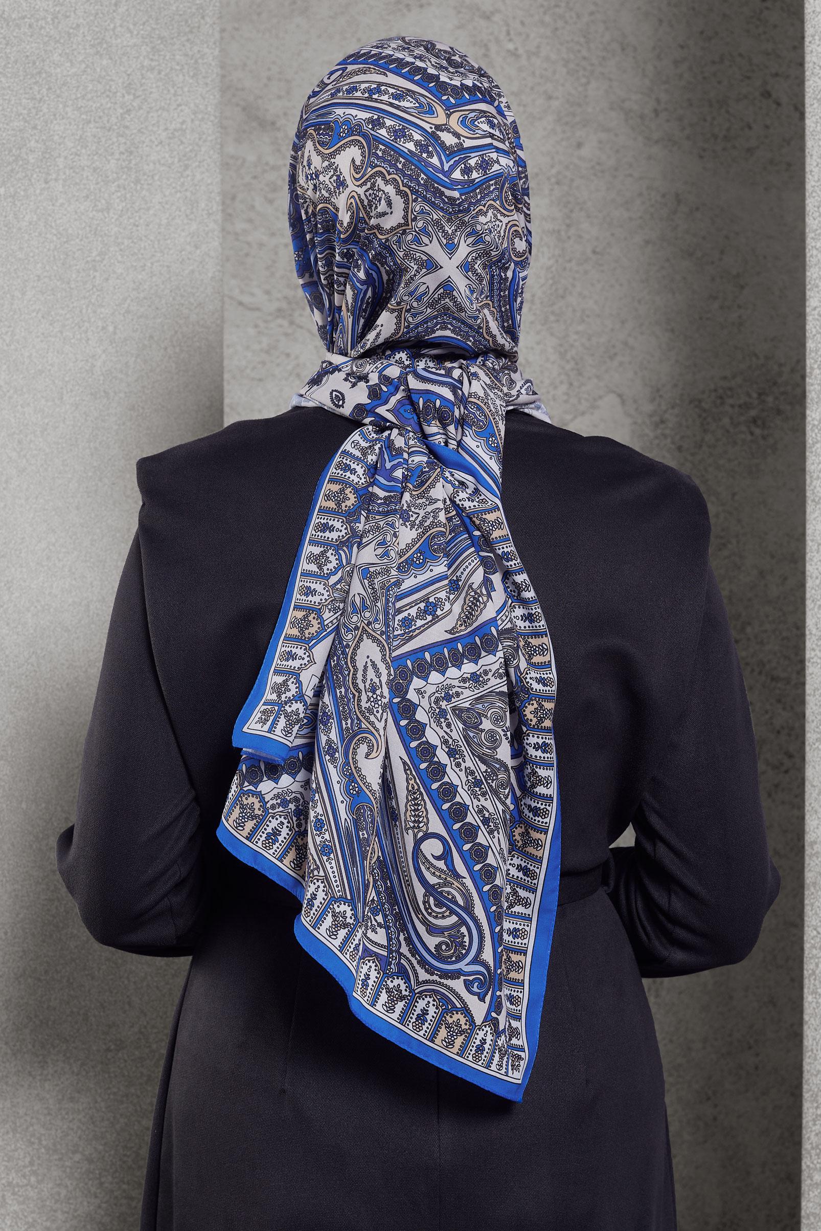 Tesettür giyim LACİVERT ALVİNA DESENLİ ŞAL 10174