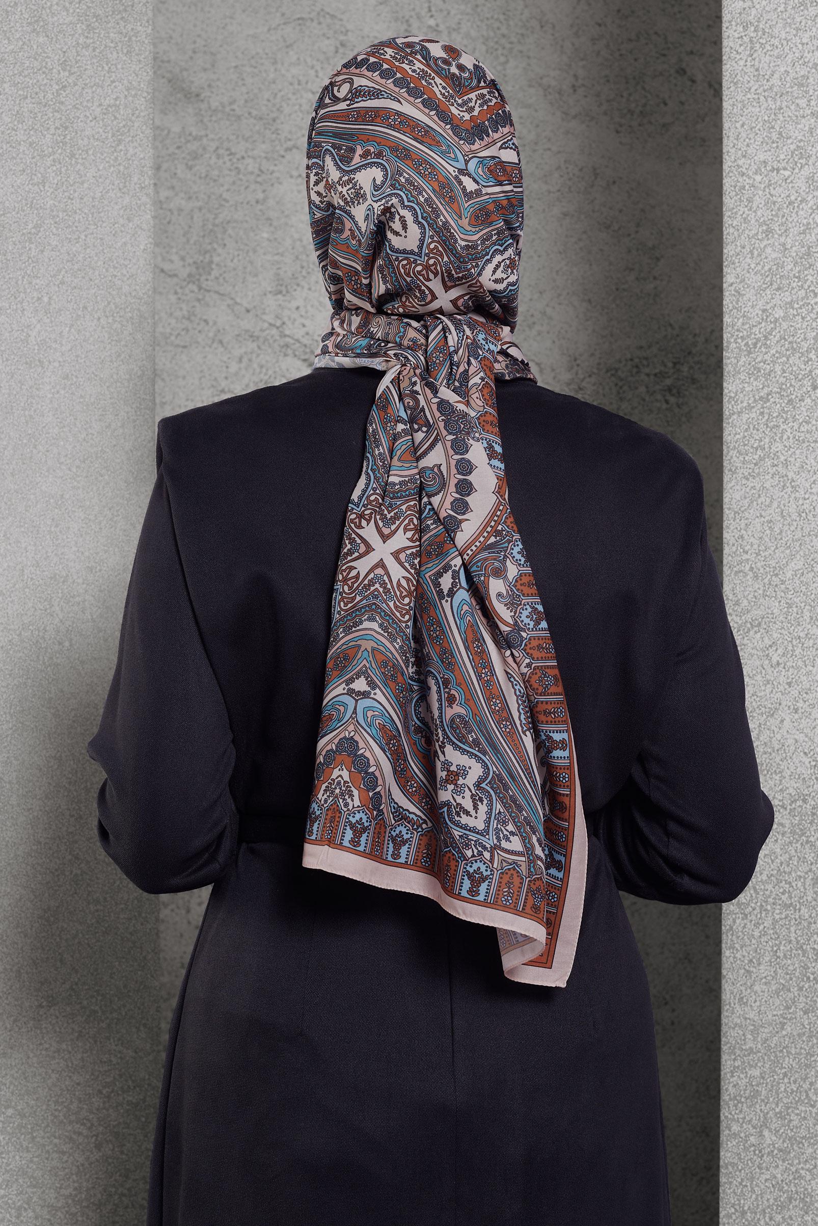 Tesettür giyim PUDRA ALVİNA DESENLİ ŞAL 10174