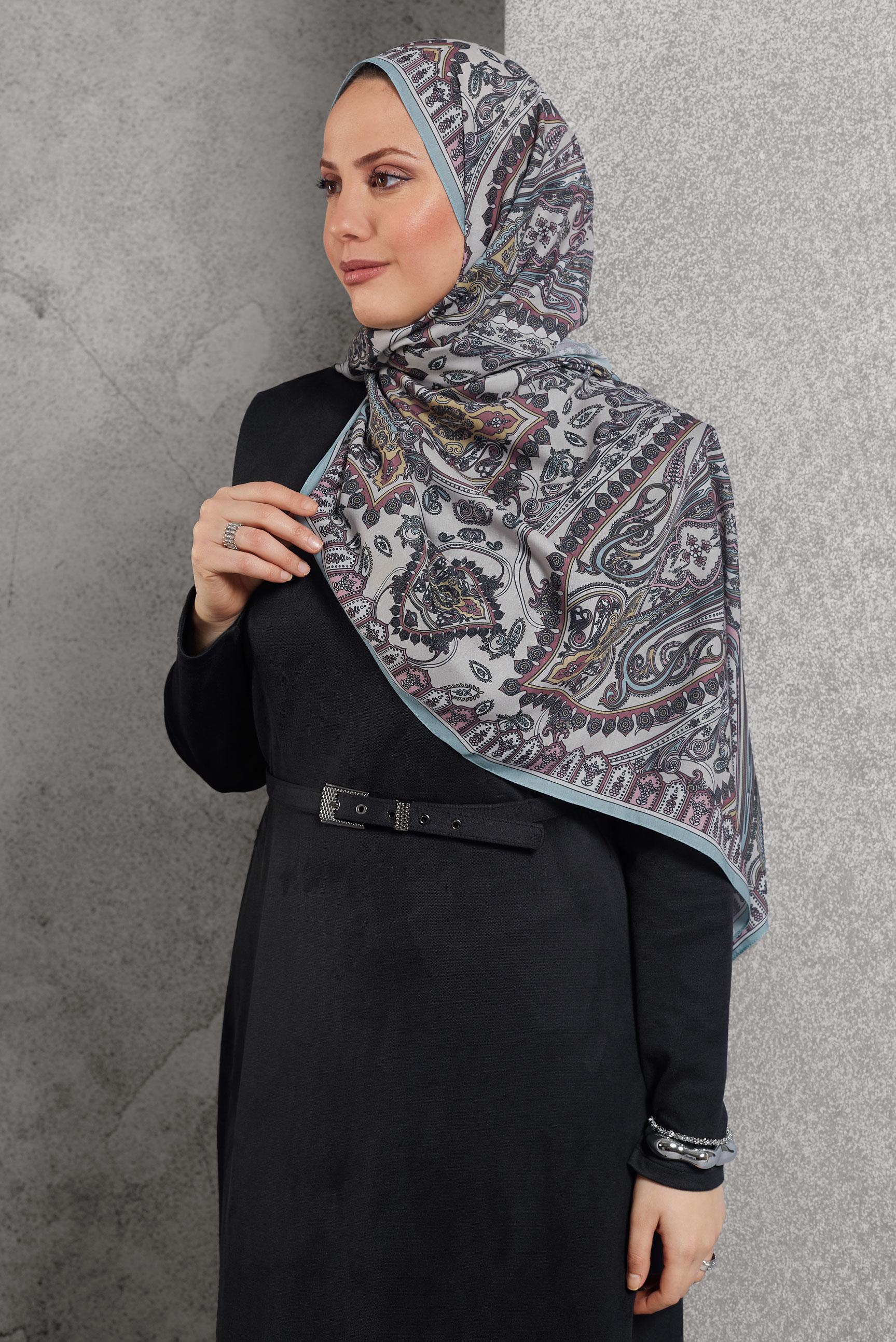 Tesettür giyim MAVİ ALVİNA DESENLİ ŞAL 10174