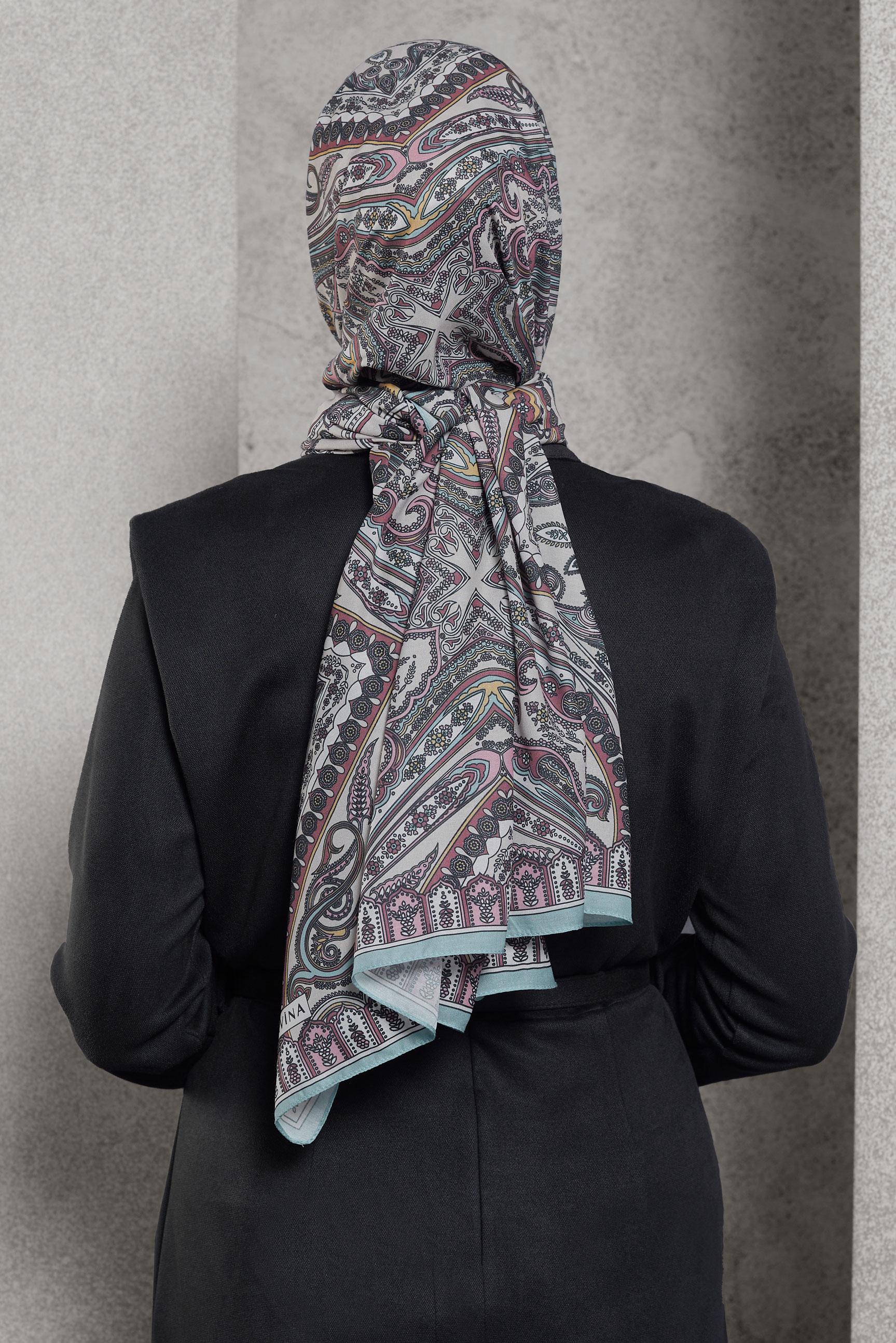 Tesettür giyim MAVİ ALVİNA DESENLİ ŞAL 10174