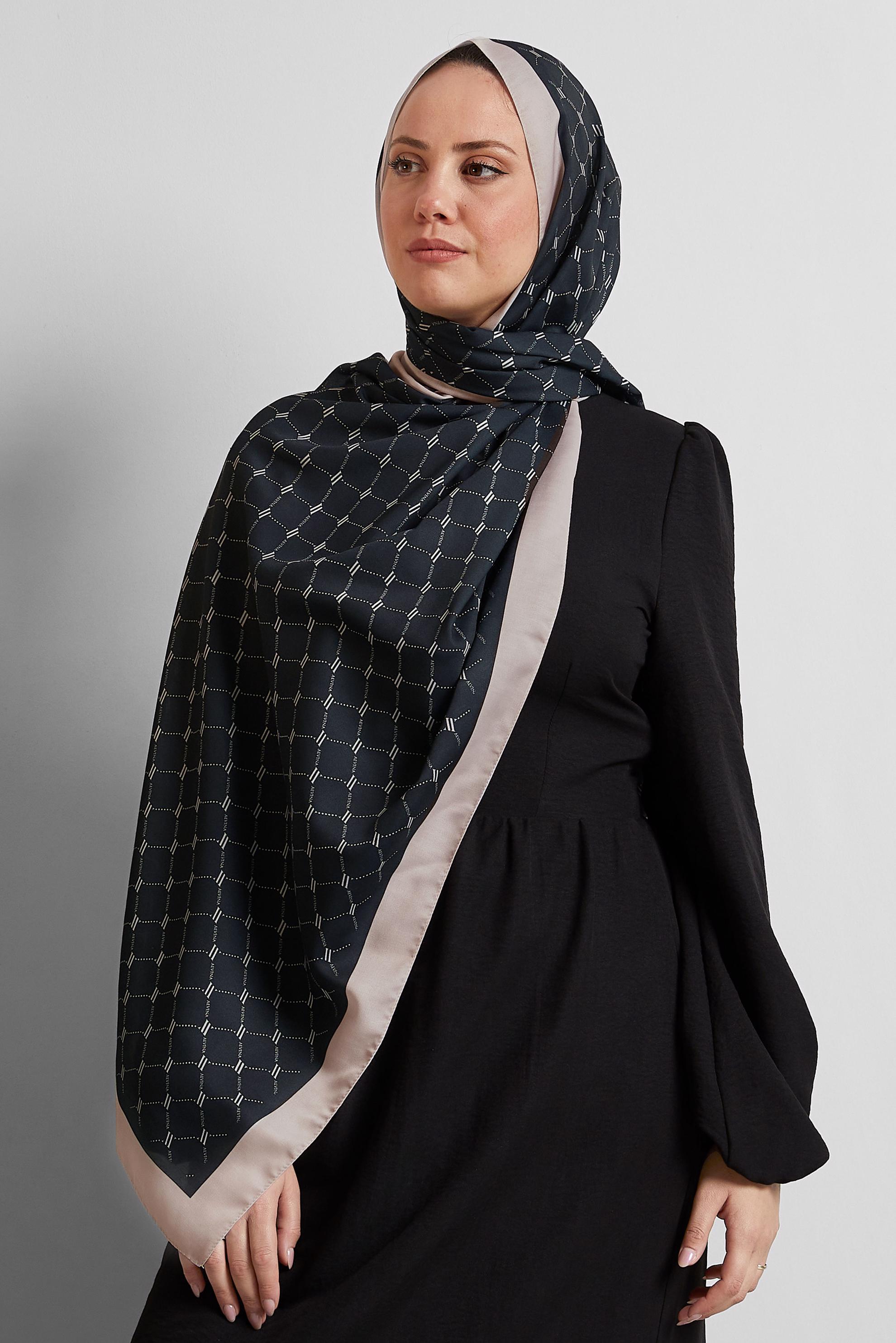 Tesettür giyim SİYAH ALVİNA DESENLİ ŞAL 10281
