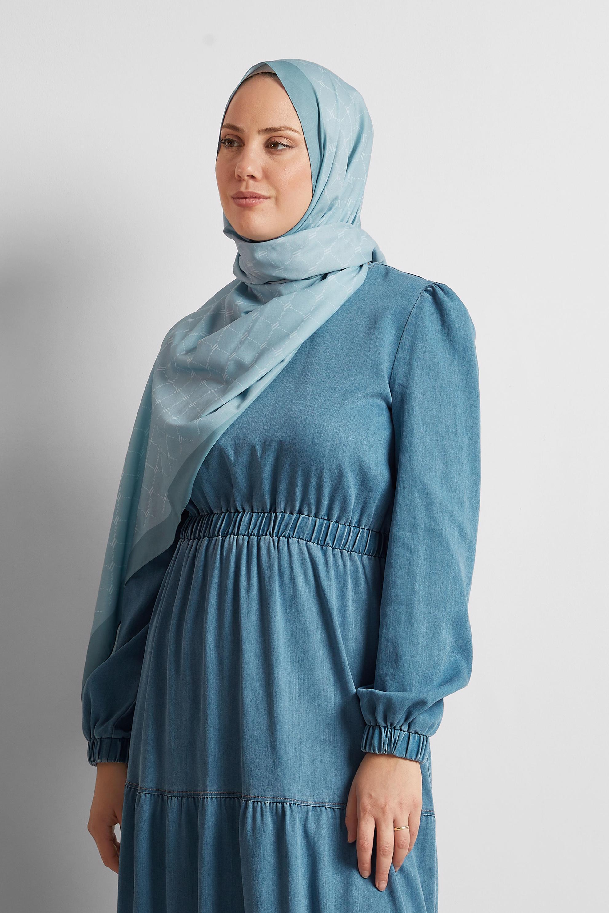 Tesettür giyim MAVİ ALVİNA DESENLİ ŞAL 10281