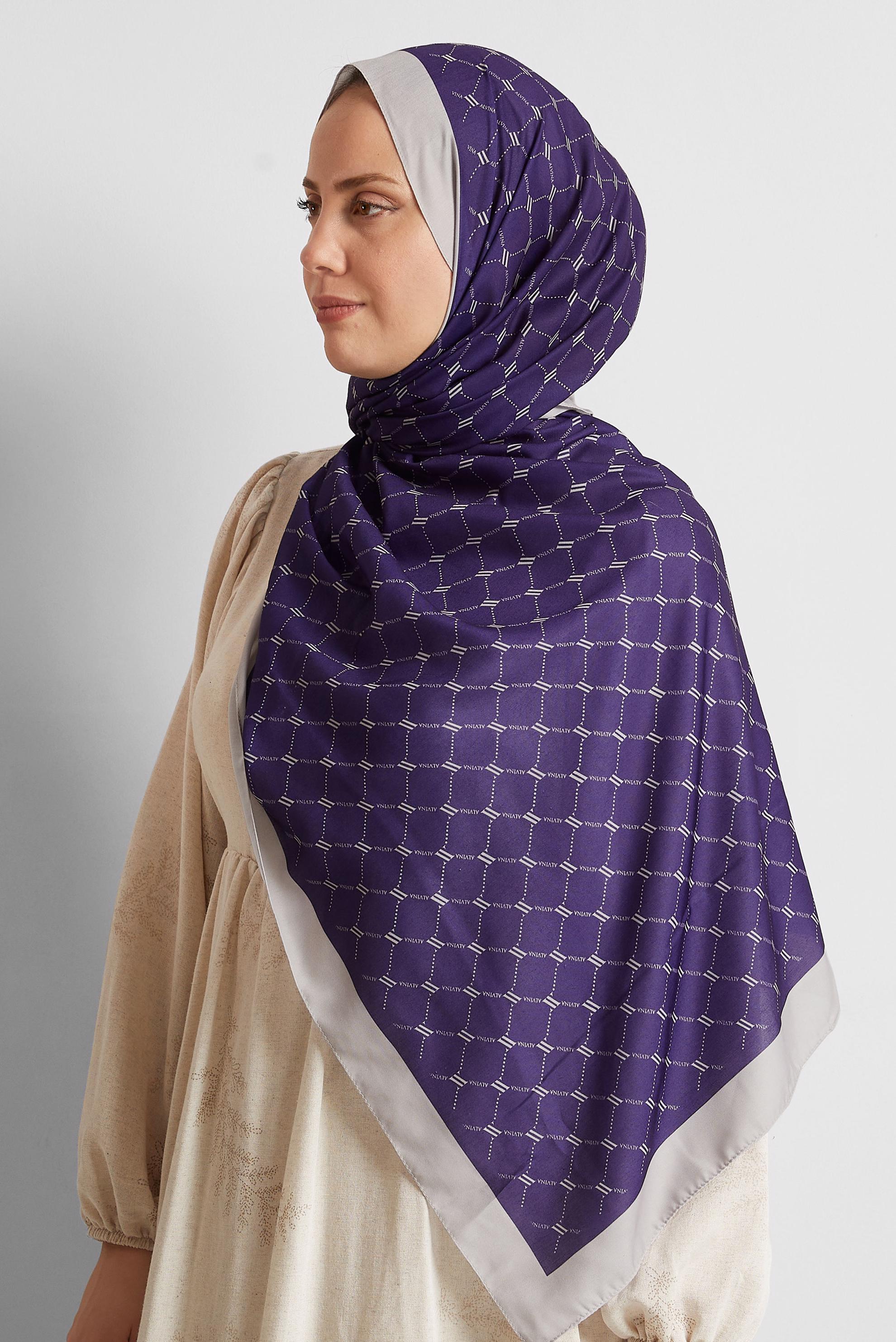 Tesettür giyim MOR ALVİNA DESENLİ ŞAL 10281