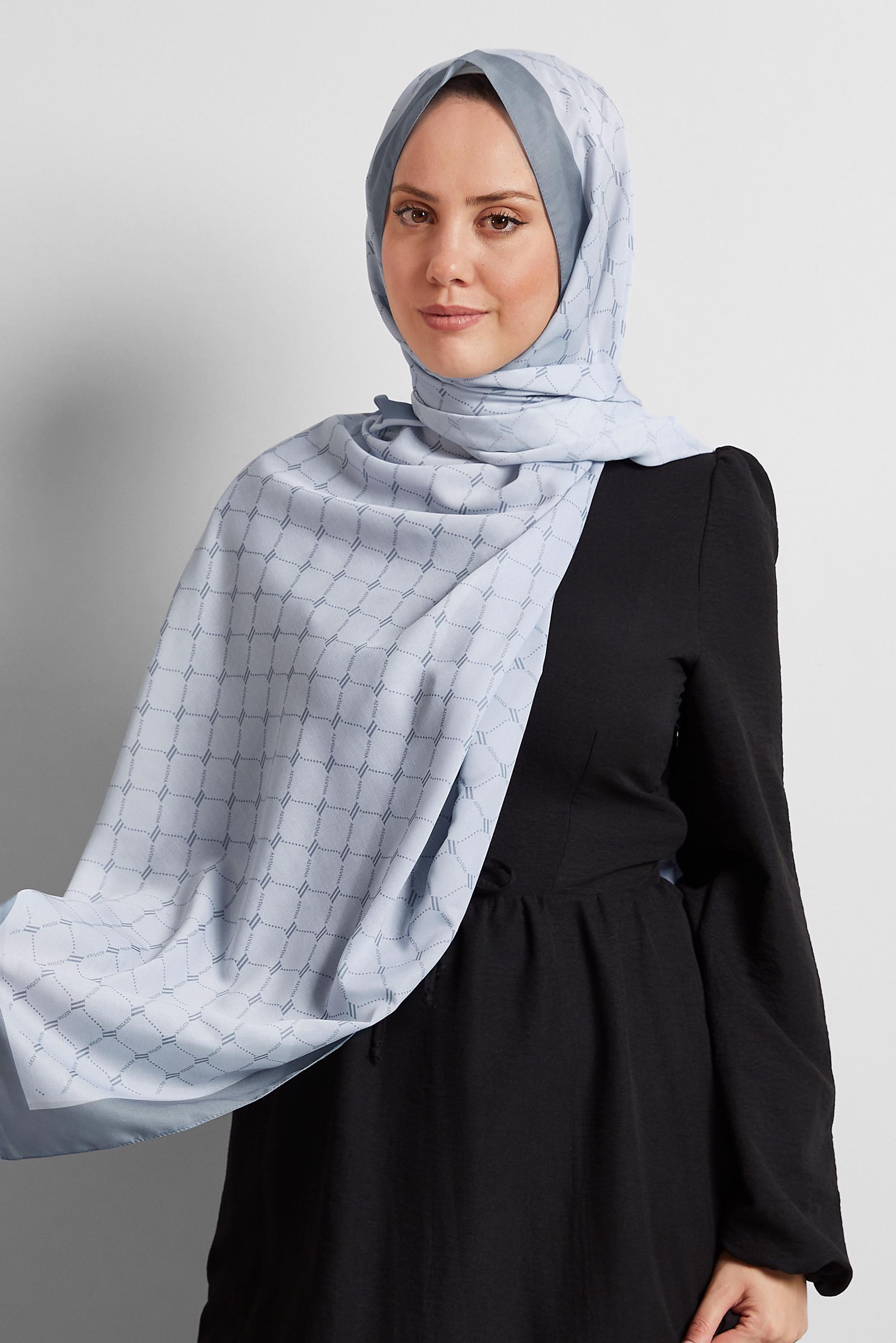 Tesettür giyim GRİ ALVİNA DESENLİ ŞAL 10281