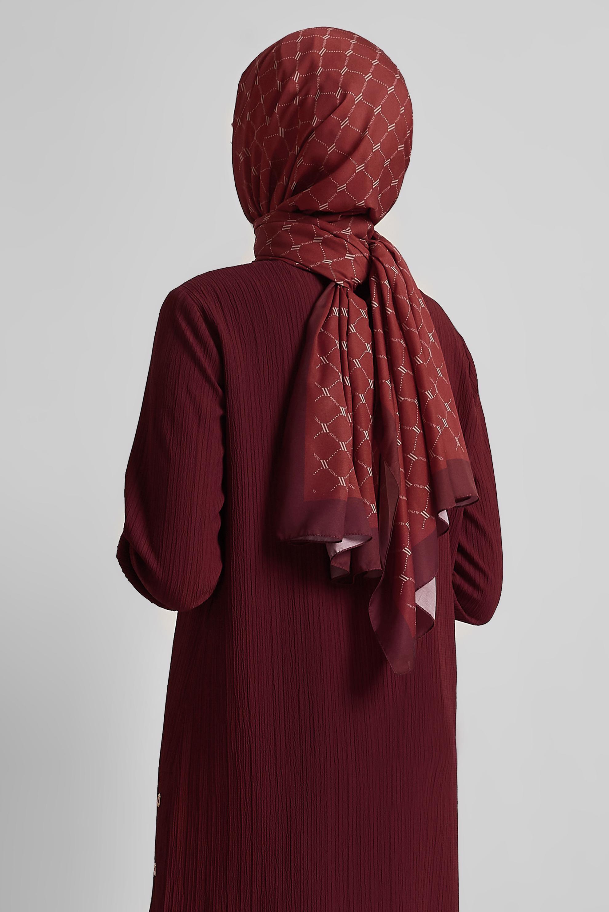 Tesettür giyim BORDO ALVİNA DESENLİ ŞAL 10281