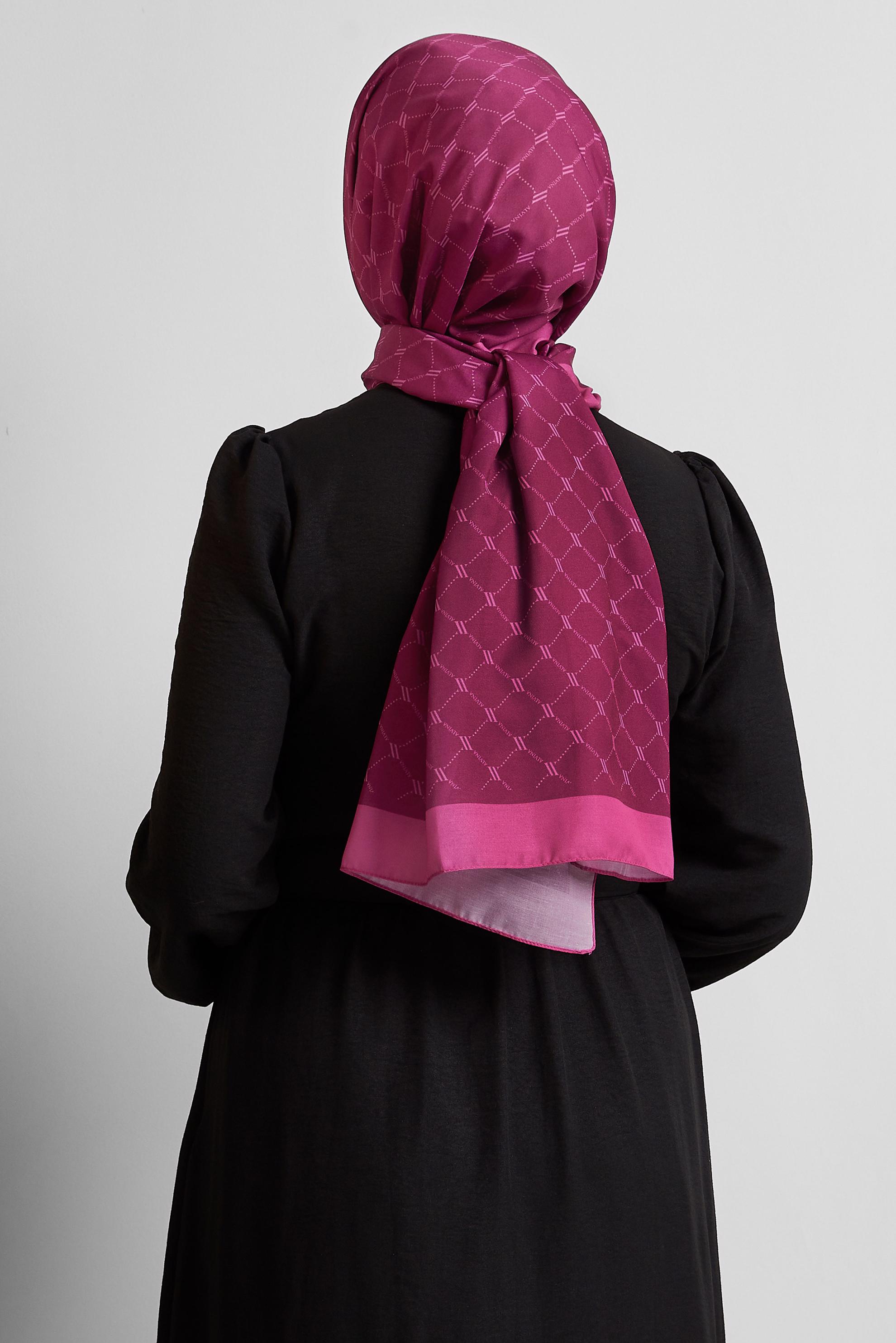 Tesettür giyim FUŞYA ALVİNA DESENLİ ŞAL 10281