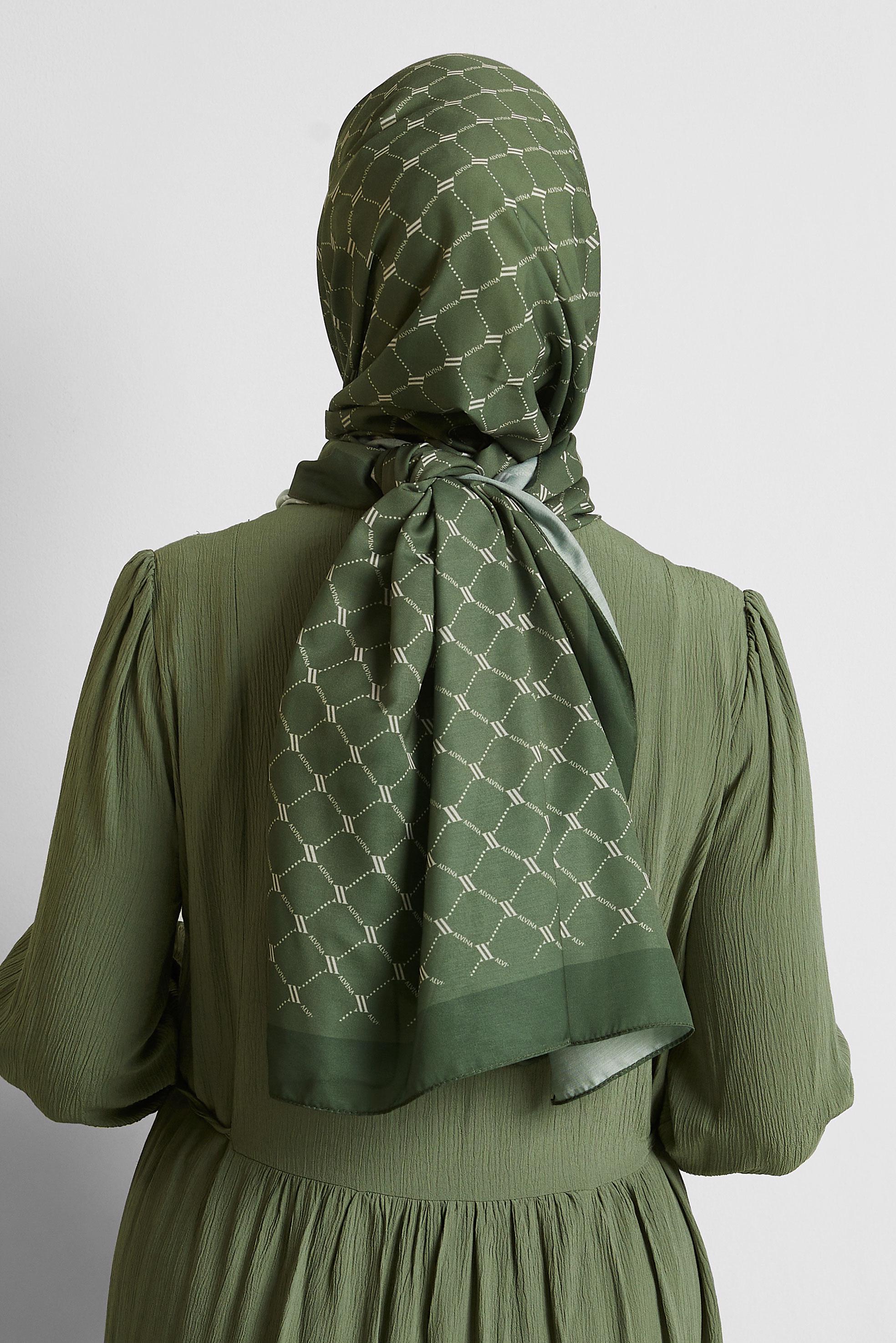 Tesettür giyim HAKİ ALVİNA DESENLİ ŞAL 10281