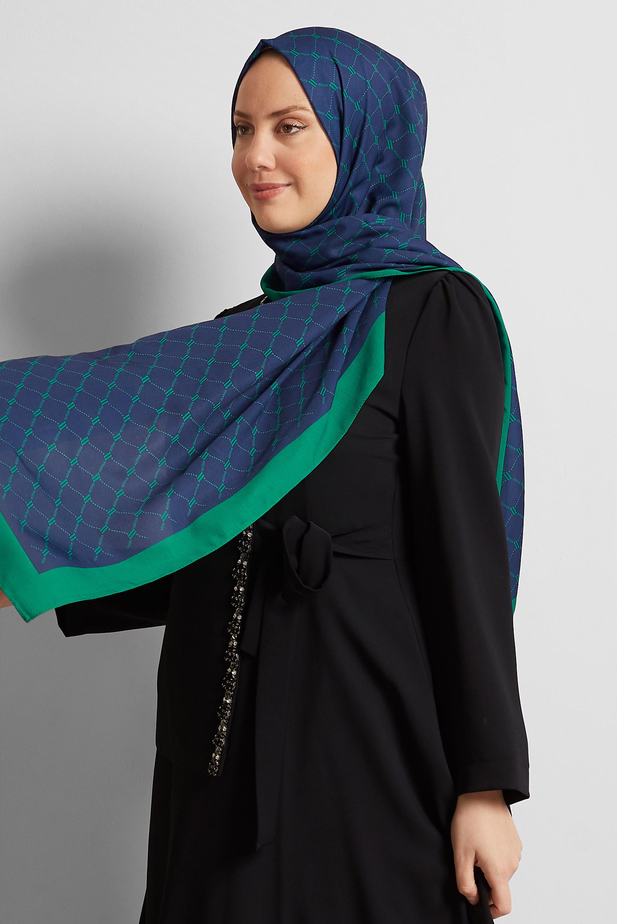 Tesettür giyim LACİVERT ALVİNA DESENLİ ŞAL 10281