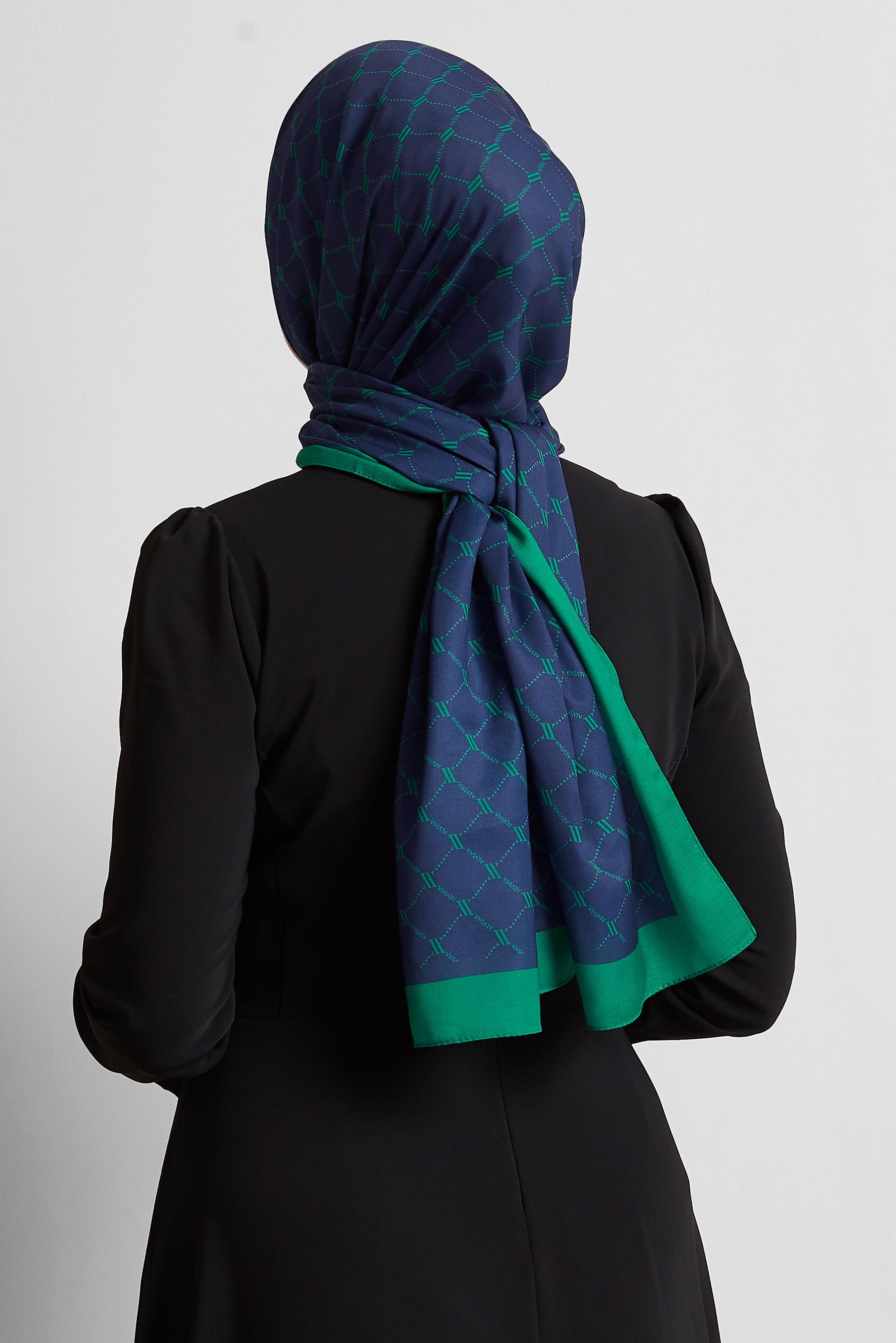 Tesettür giyim LACİVERT ALVİNA DESENLİ ŞAL 10281