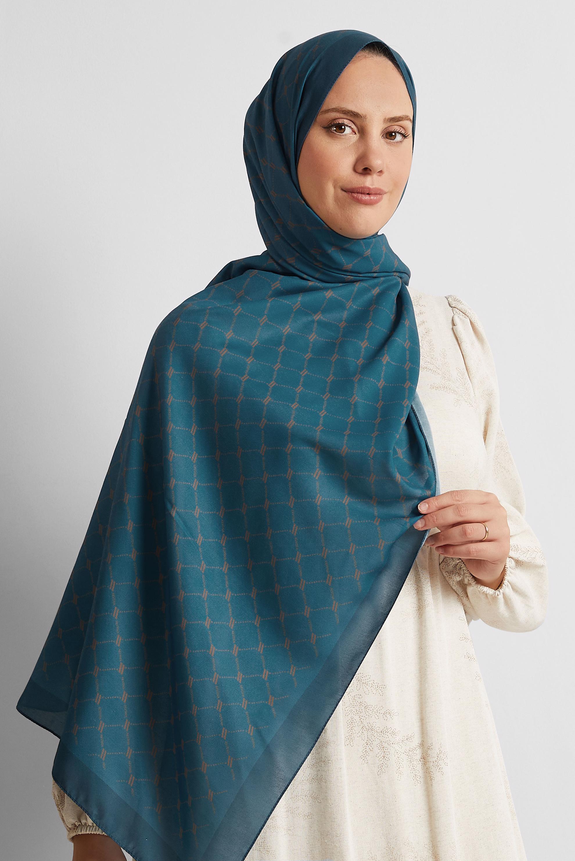 Tesettür giyim MAVİ ALVİNA DESENLİ ŞAL 10281