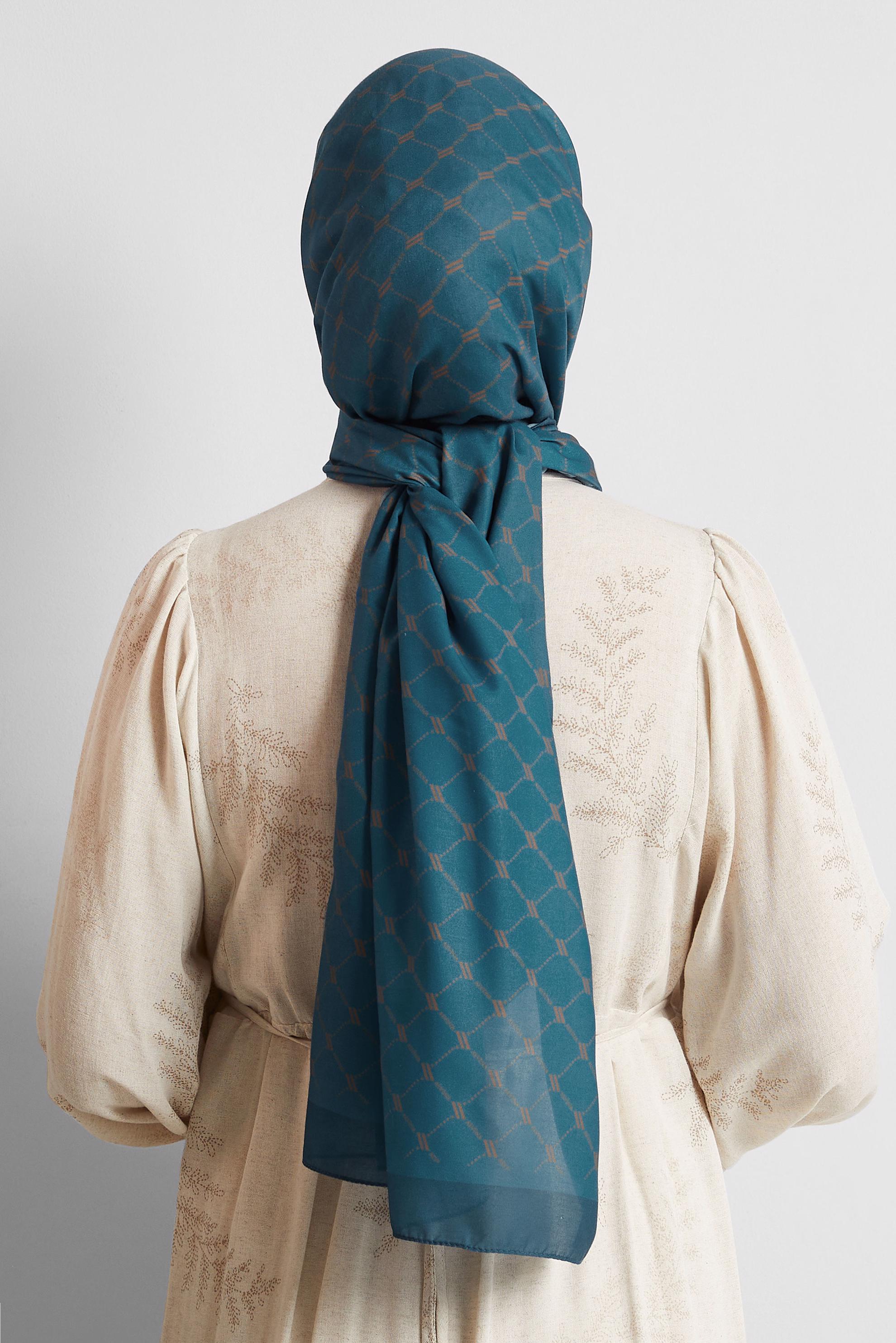 Tesettür giyim MAVİ ALVİNA DESENLİ ŞAL 10281