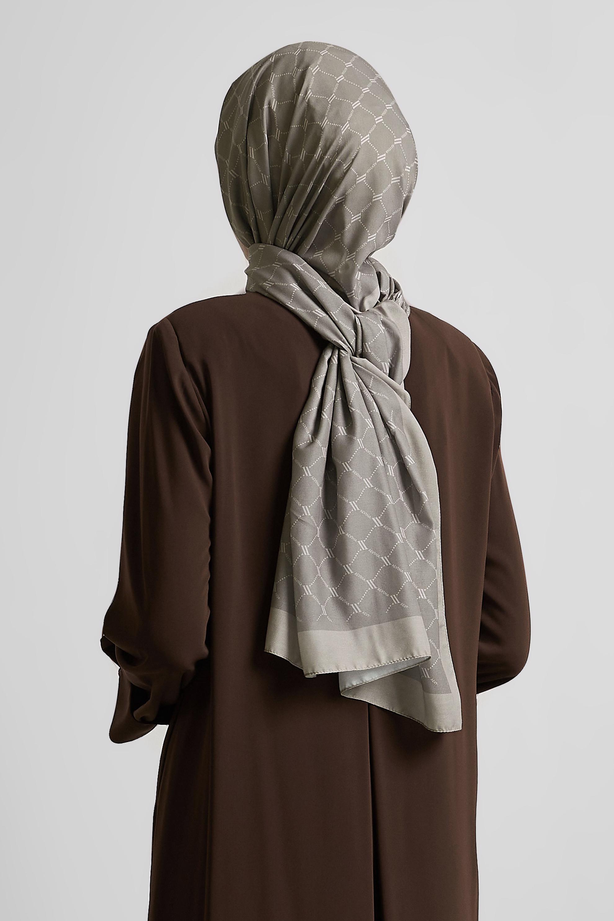 Tesettür giyim VİZON ALVİNA DESENLİ ŞAL 10281