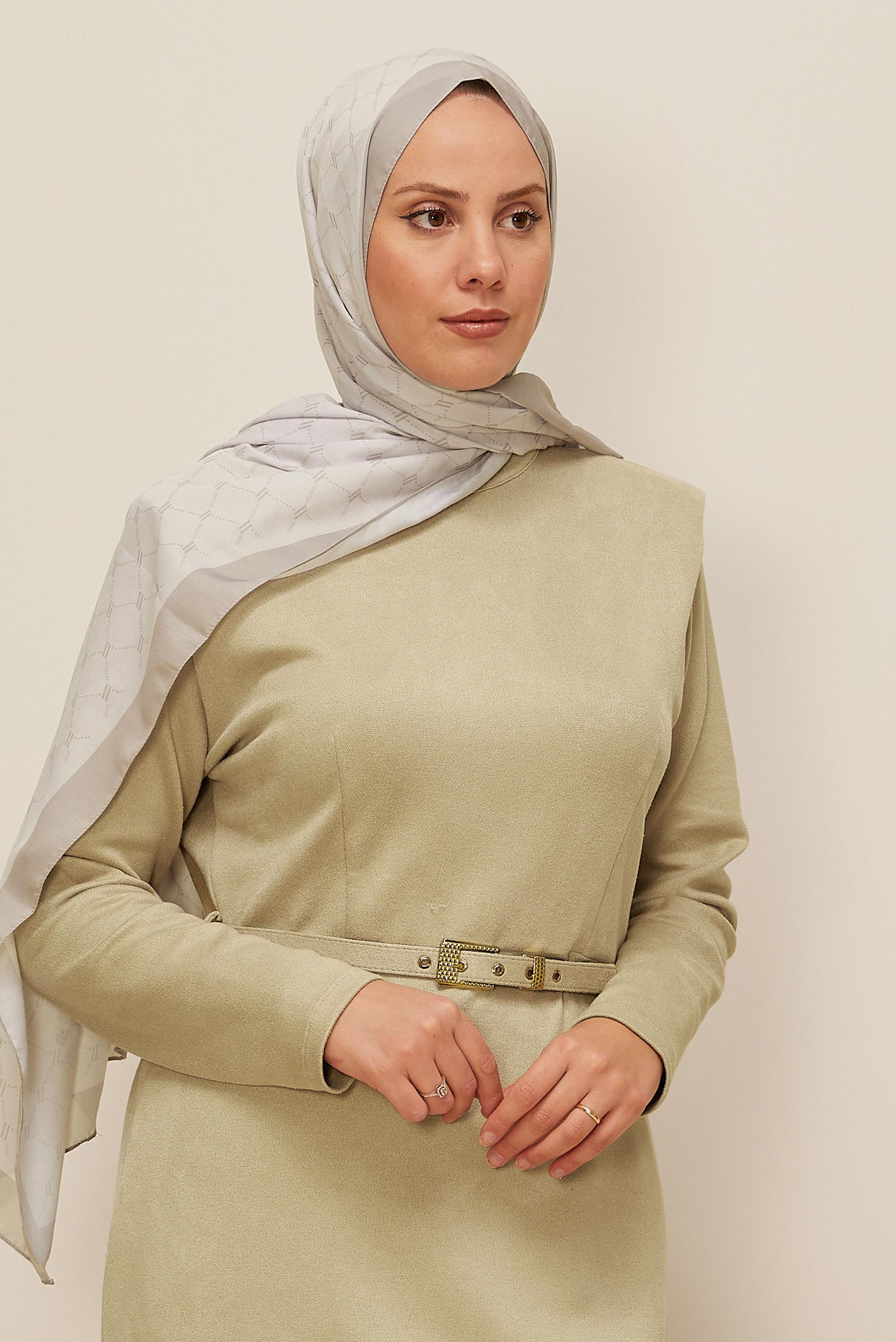 Tesettür giyim BEJ ALVİNA DESENLİ ŞAL 10281