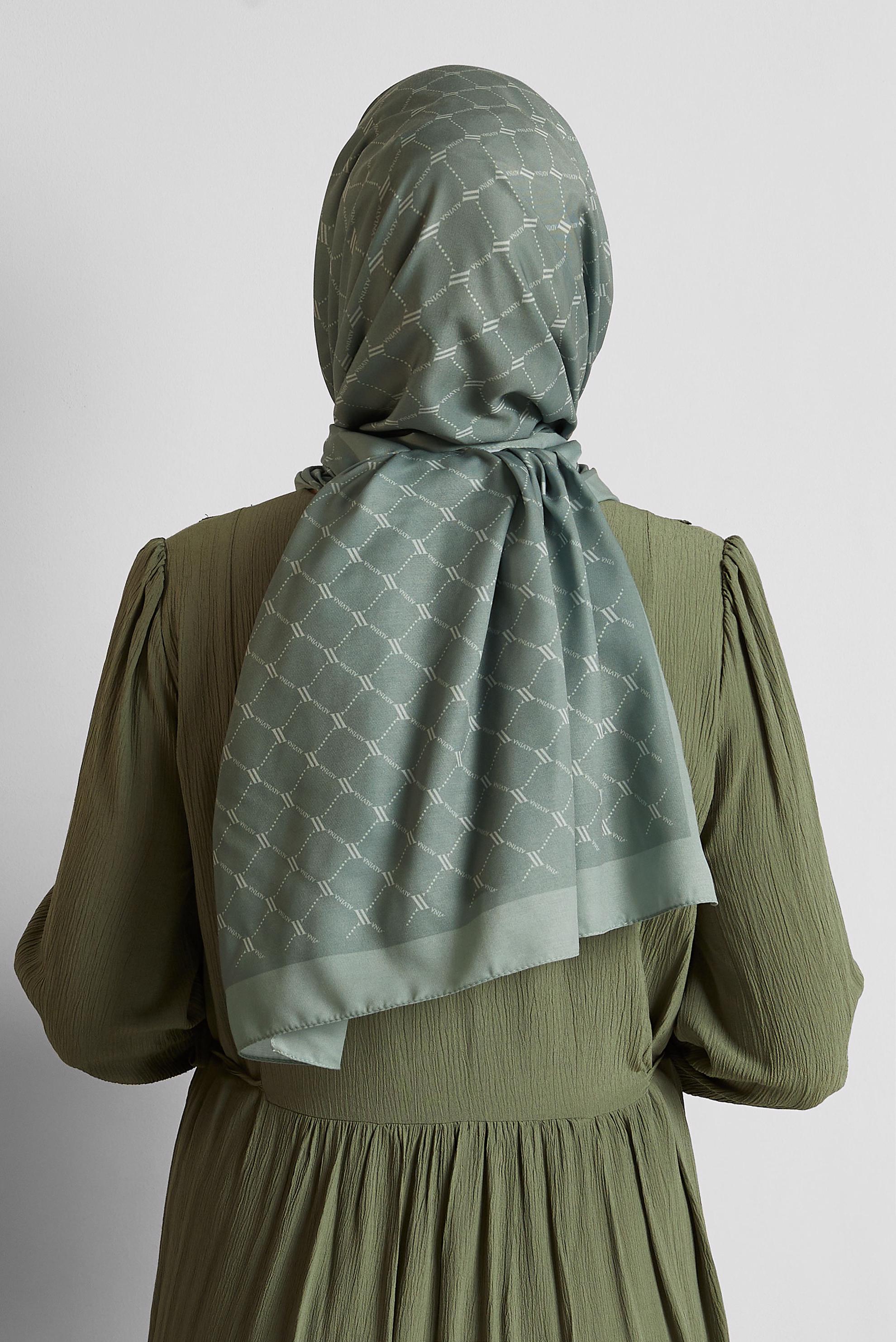 Tesettür giyim YEŞİL ALVİNA DESENLİ ŞAL 10281