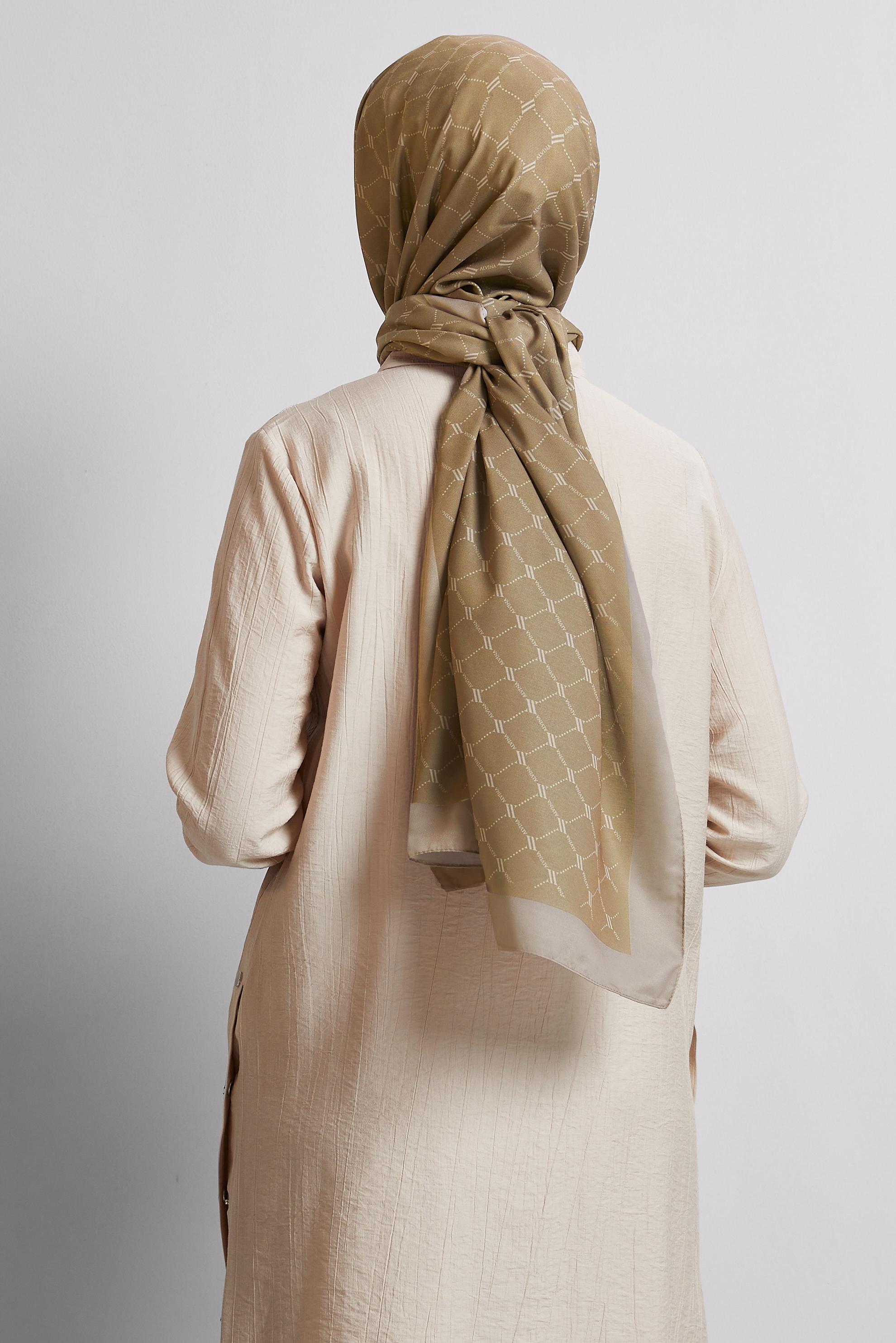 Tesettür giyim VİZON ALVİNA DESENLİ ŞAL 10281