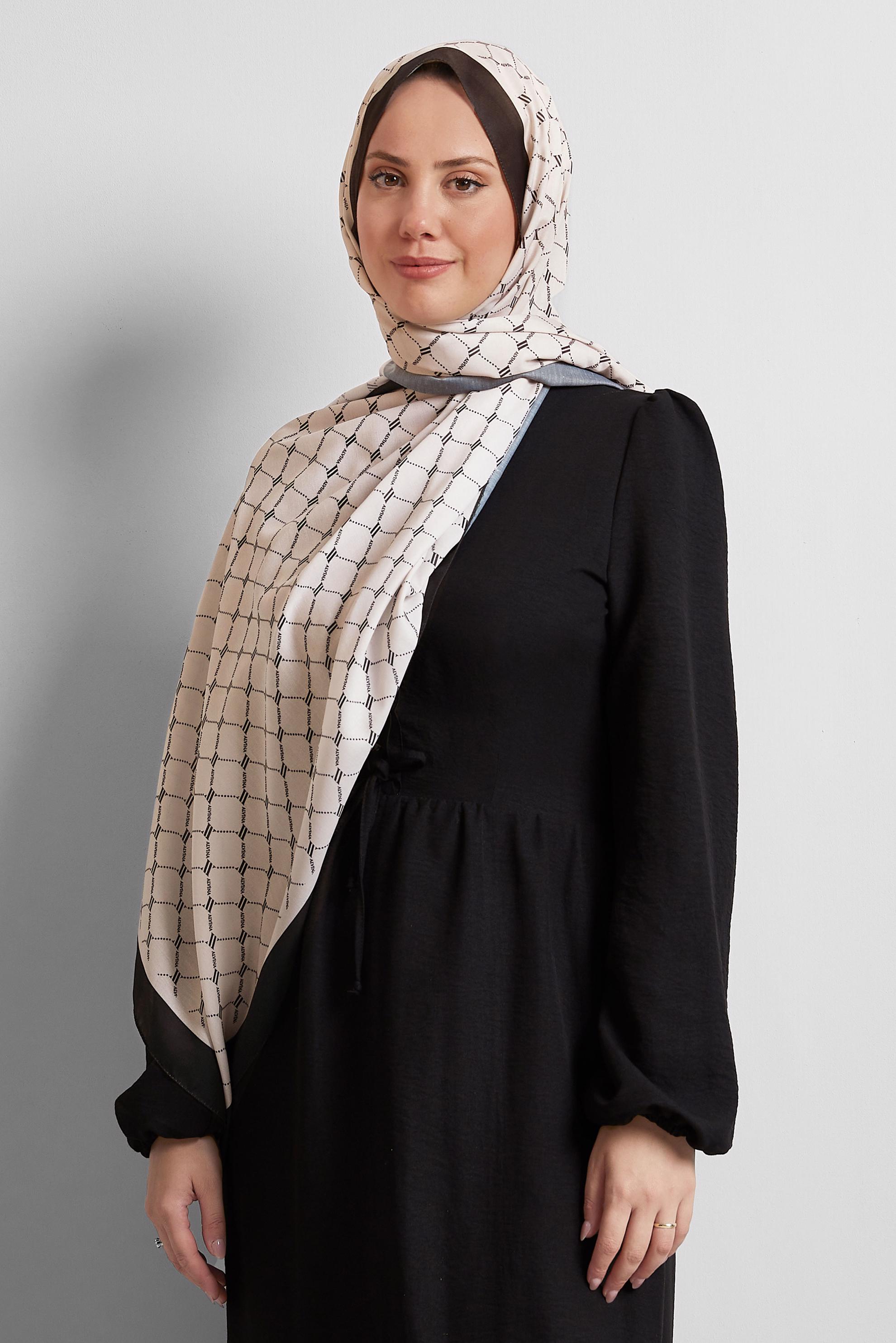 Tesettür giyim SİYAH ALVİNA DESENLİ ŞAL 10281