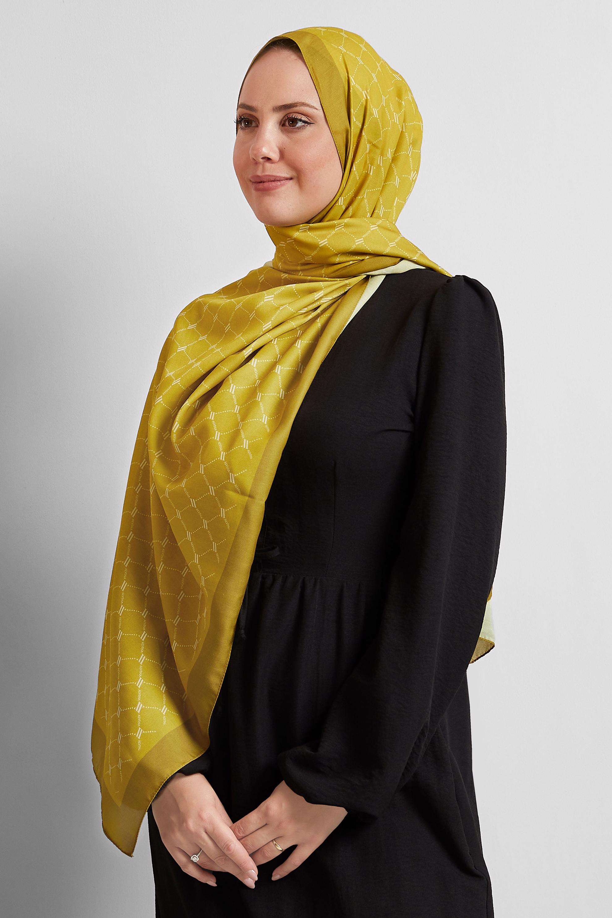 Tesettür giyim YEŞİL ALVİNA DESENLİ ŞAL 10281