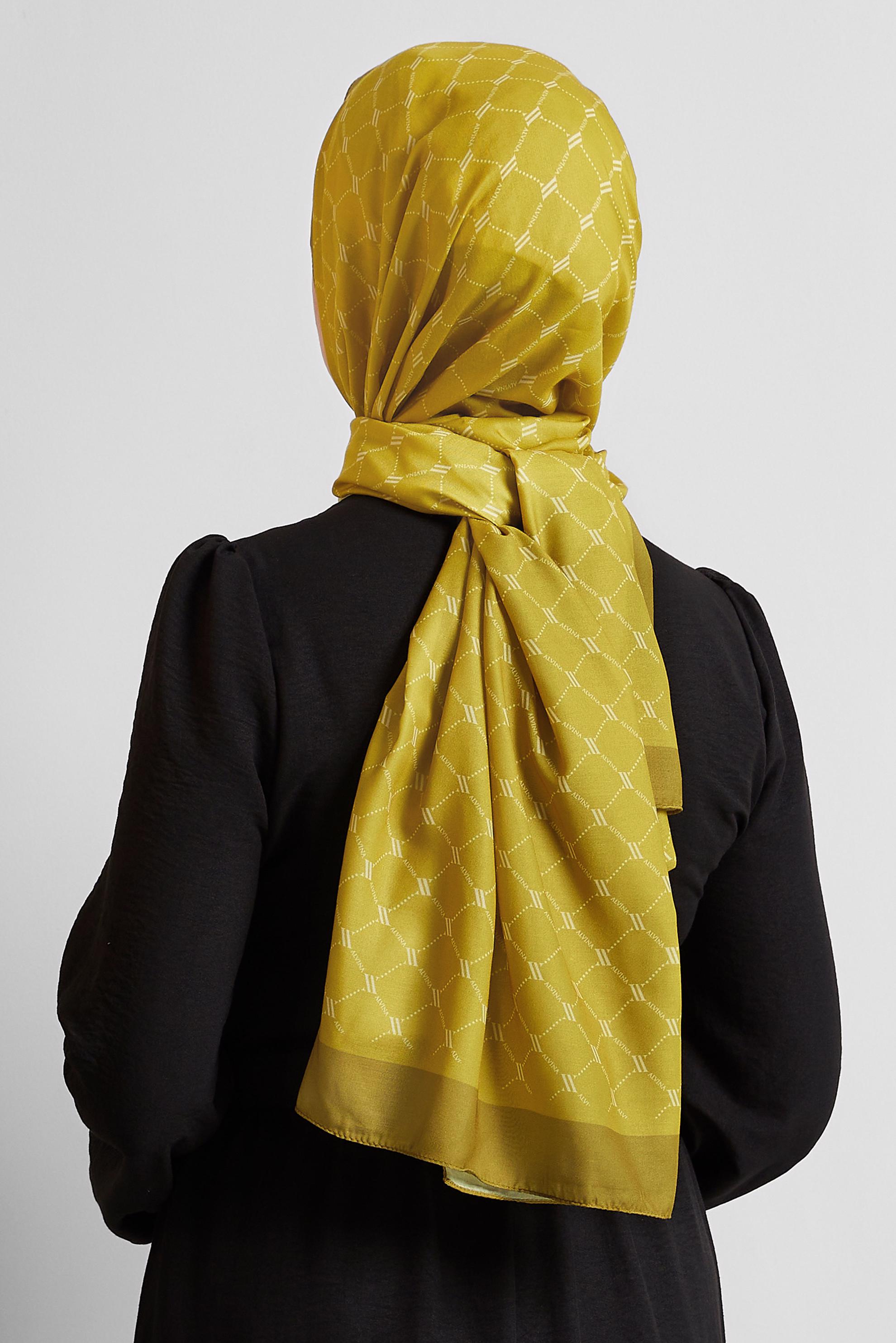 Tesettür giyim YEŞİL ALVİNA DESENLİ ŞAL 10281