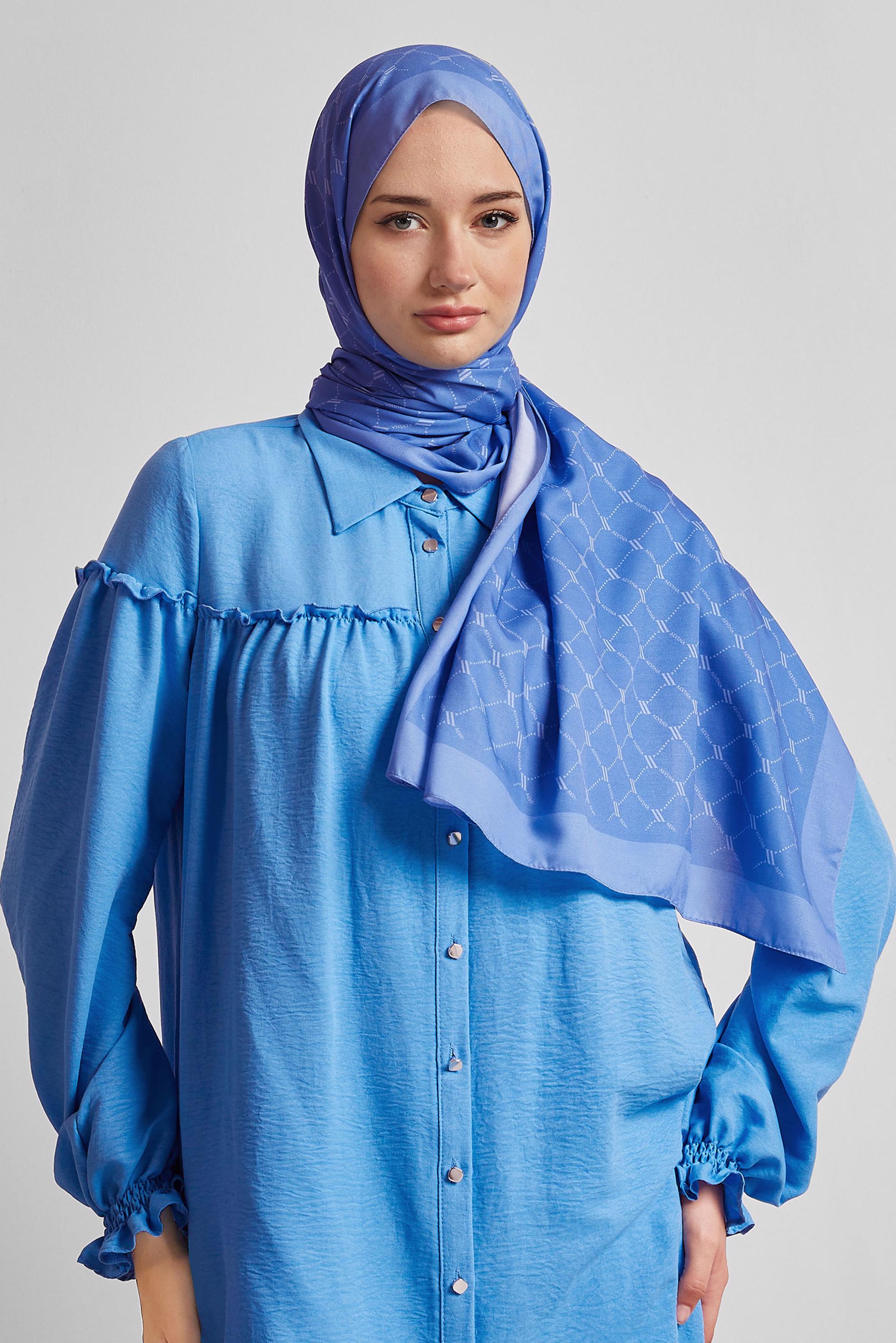 Tesettür giyim MAVİ ALVİNA DESENLİ ŞAL 10281