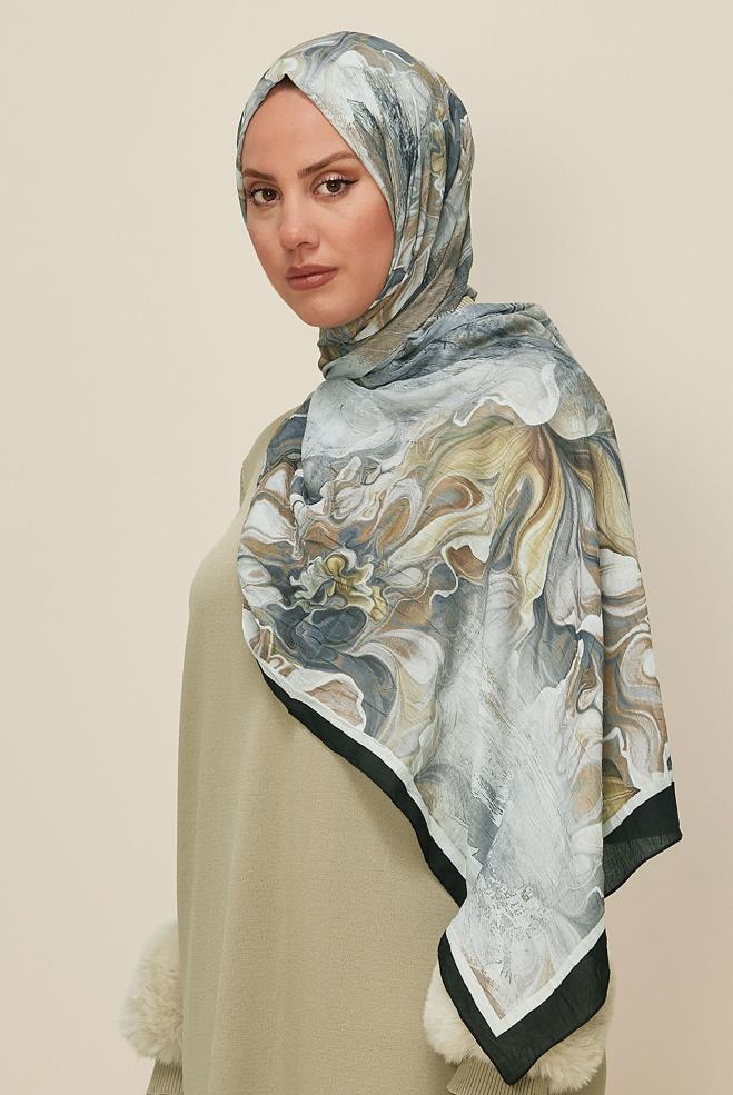 Vêtements hijab NOIR CHÂLE À MOTIFS ALVINA 3592 - ALVİNA