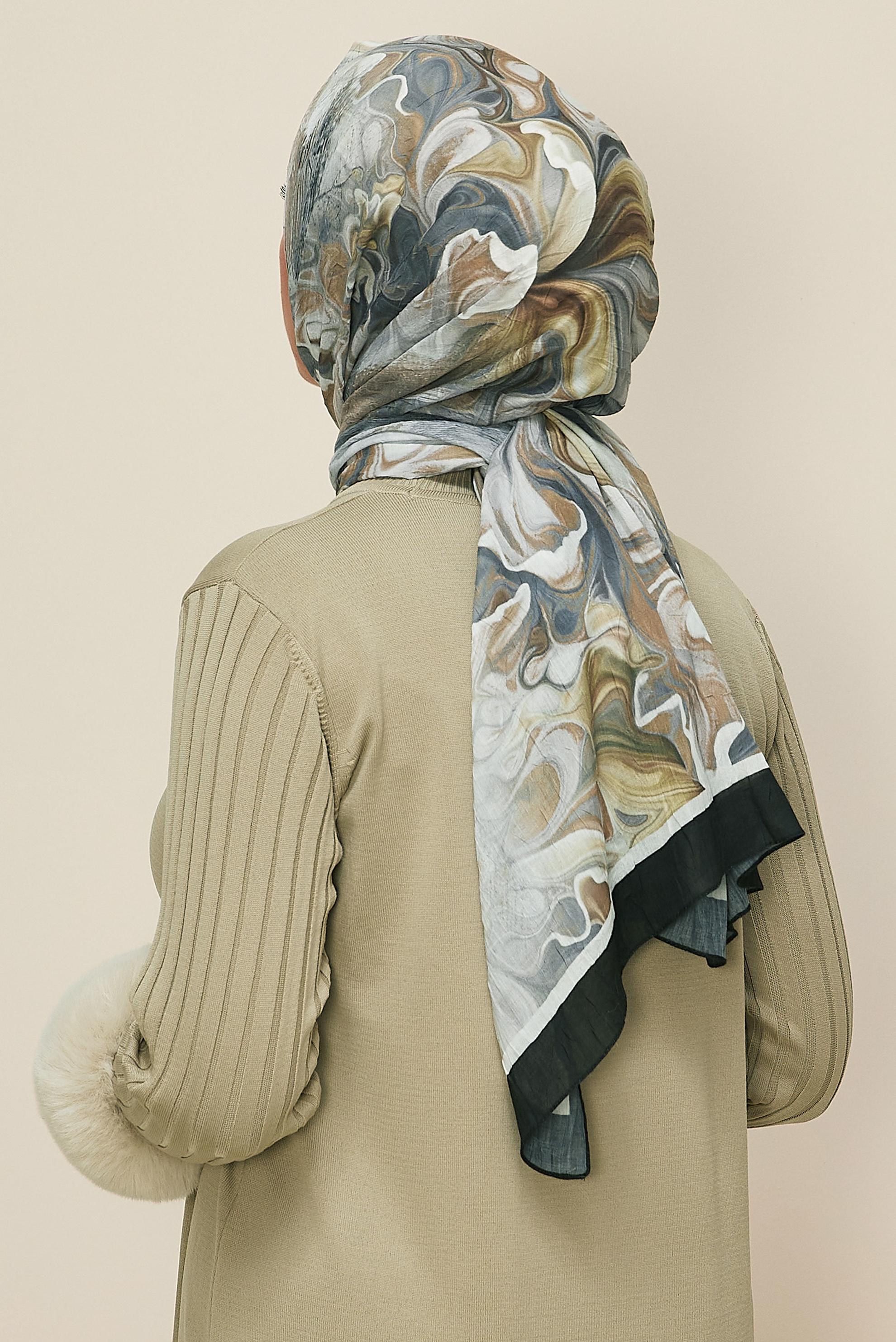 Vêtements hijab NOIR CHÂLE À MOTIFS ALVINA 3592