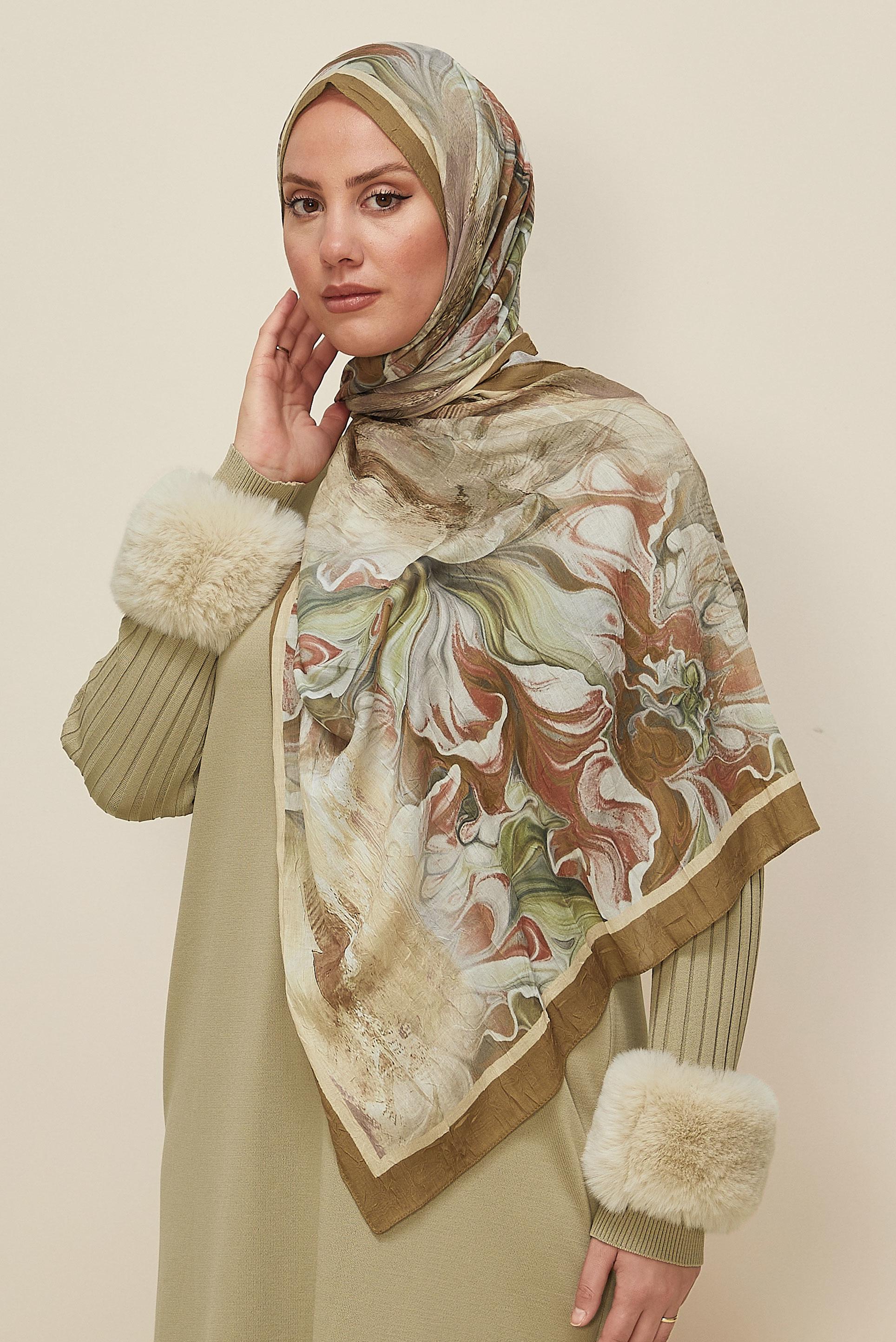 Hijab clothing BROWN ALVINA PATTERNED SHAWL 3592