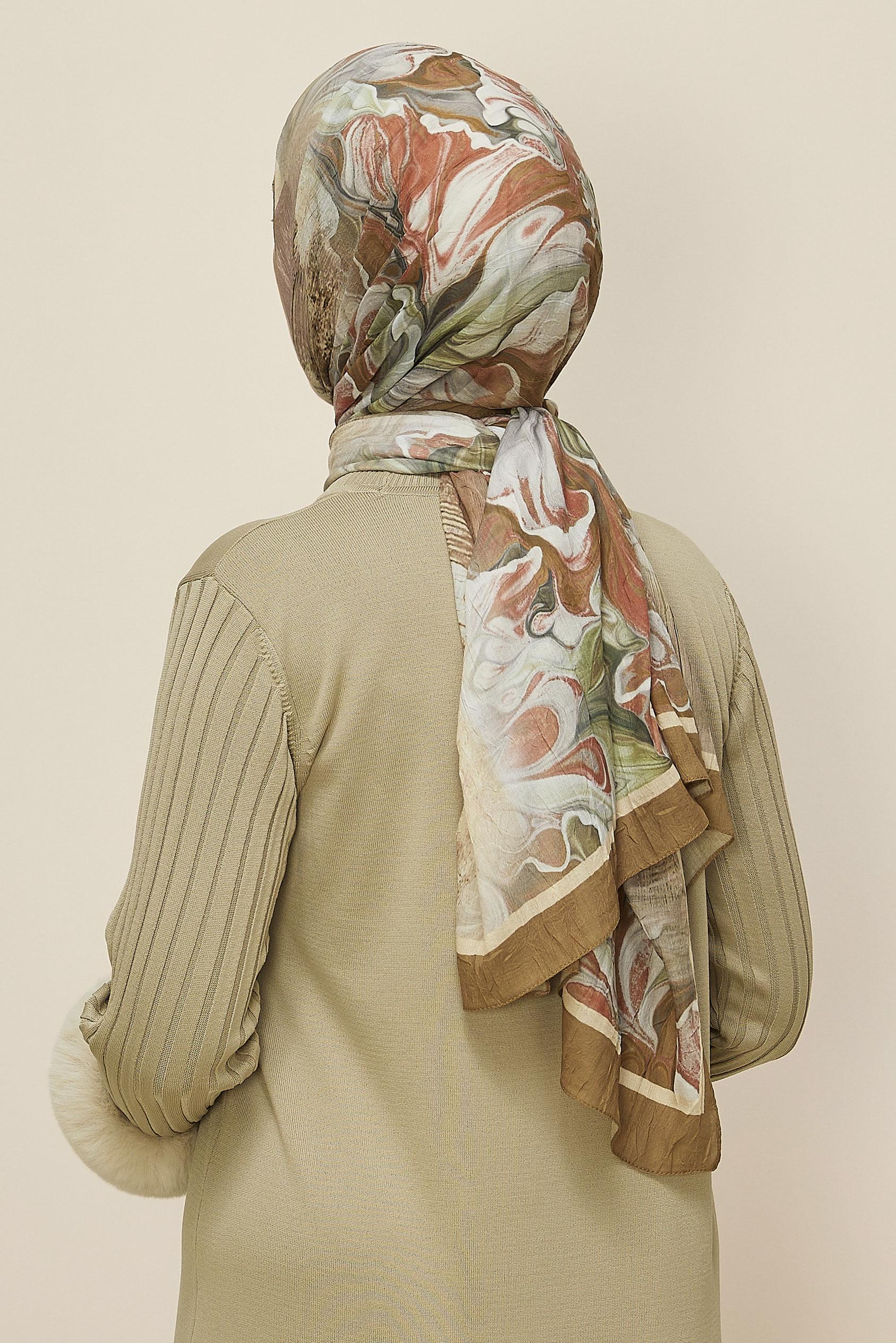 Hijab clothing BROWN ALVINA PATTERNED SHAWL 3592