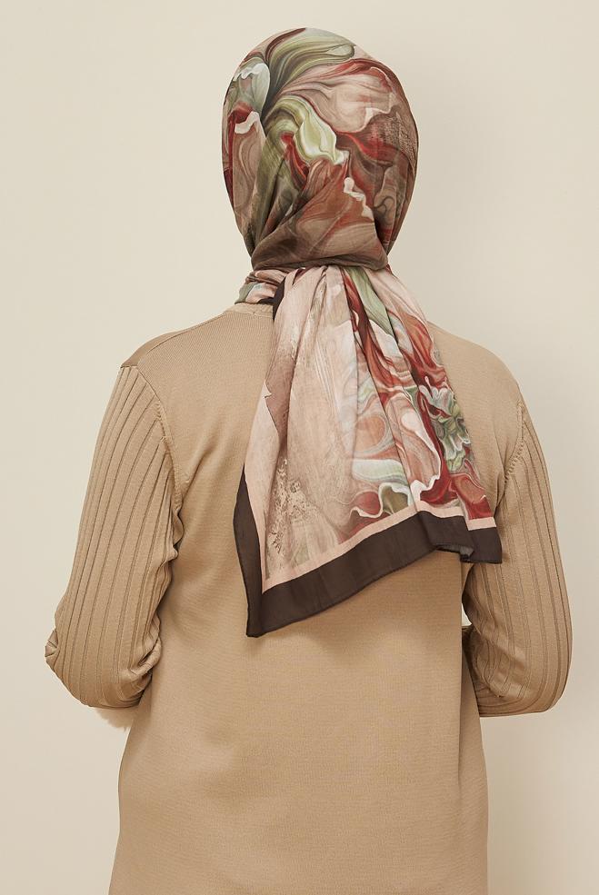 Hijab clothing BROWN ALVINA PATTERNED SHAWL 3592 - ALVİNA