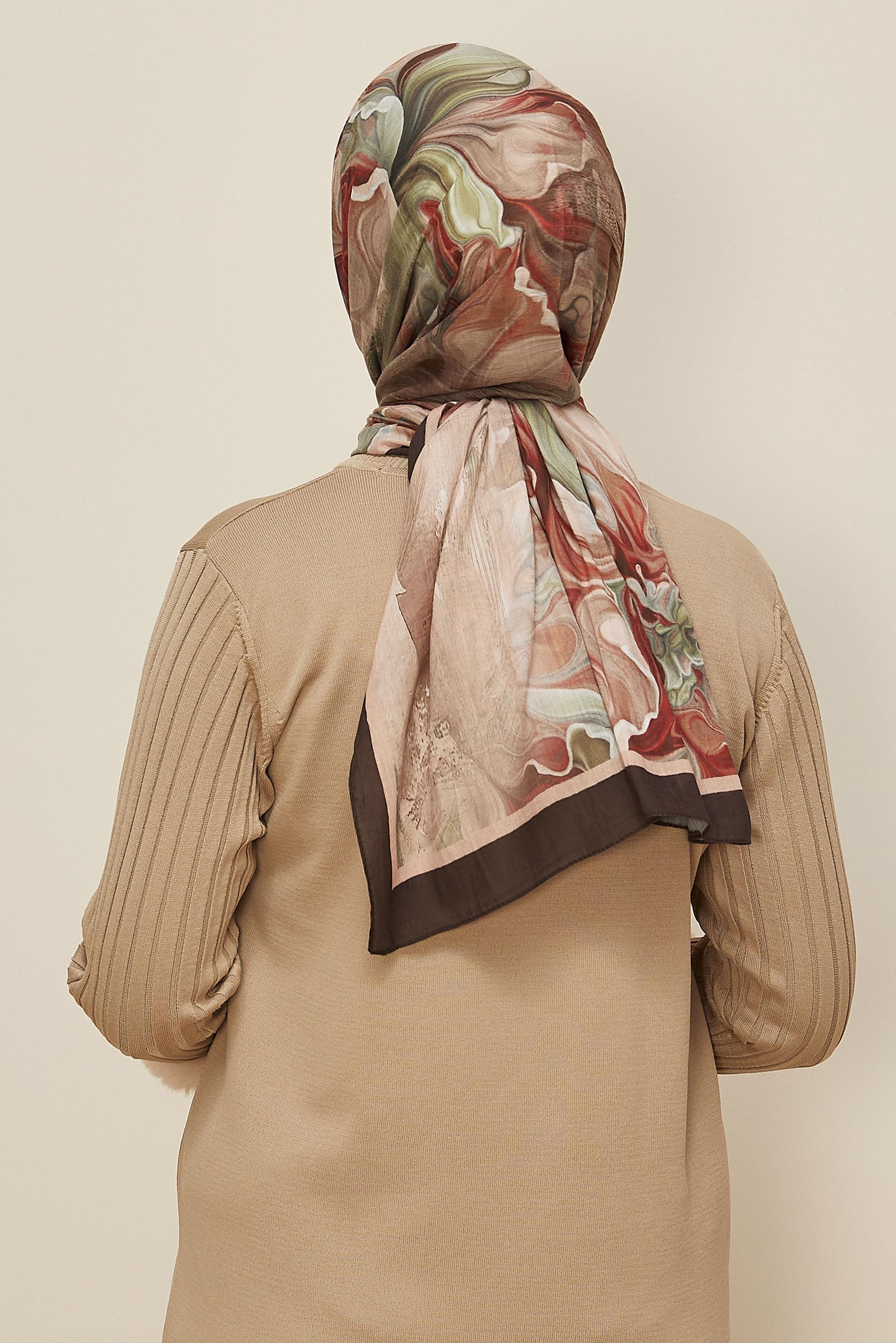 Hijab clothing BROWN ALVINA PATTERNED SHAWL 3592