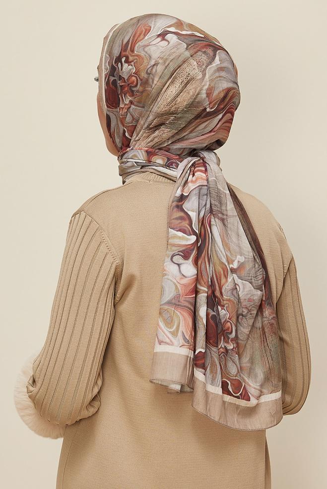 Vêtements hijab VISON CHÂLE À MOTIFS ALVINA 3592 - ALVİNA