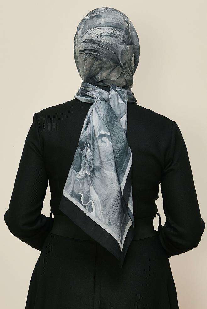 Vêtements hijab GRIS CHÂLE À MOTIFS ALVINA 3592 - ALVİNA