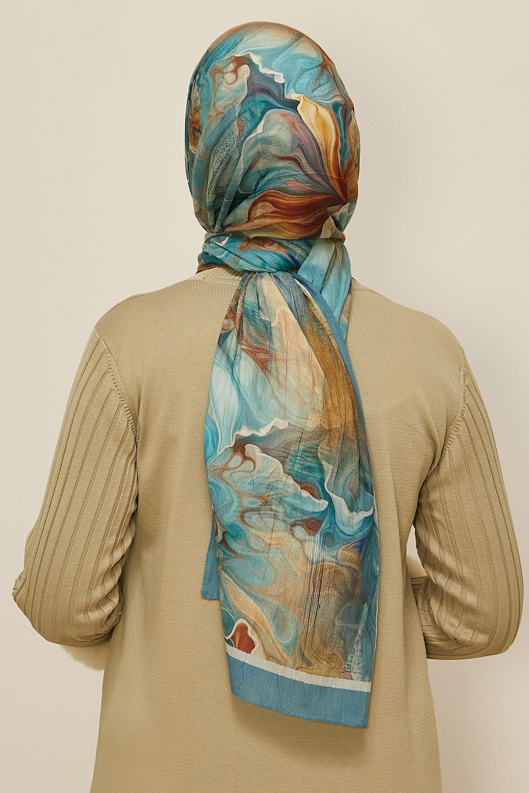 Vêtements hijab BLEU MARINE CHÂLE À MOTIFS ALVINA 3592
