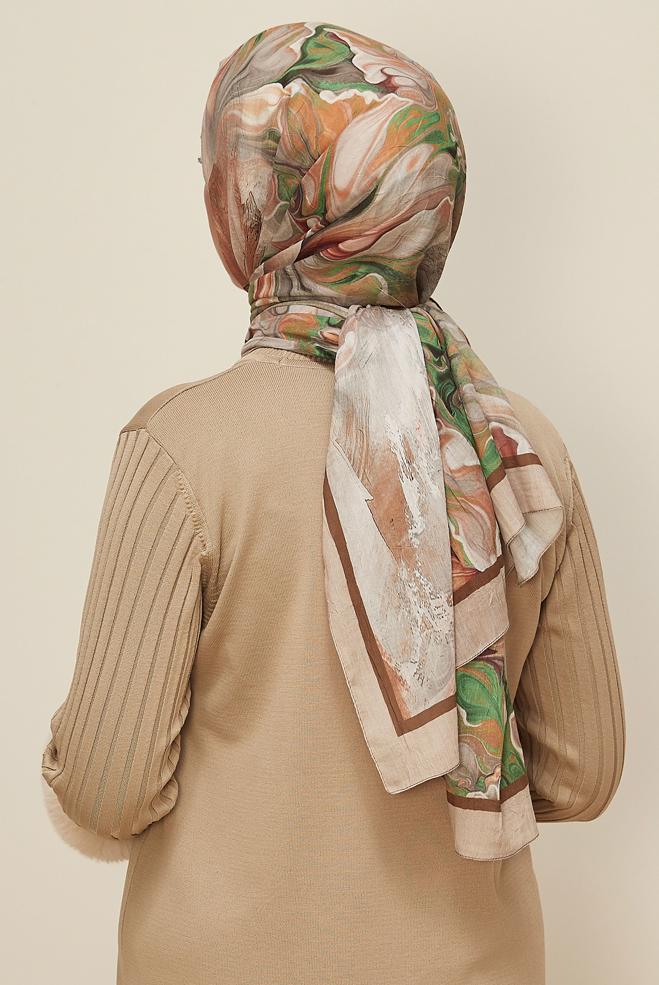 Vêtements hijab POUDRE CHÂLE À MOTIFS ALVINA 3592 - ALVİNA