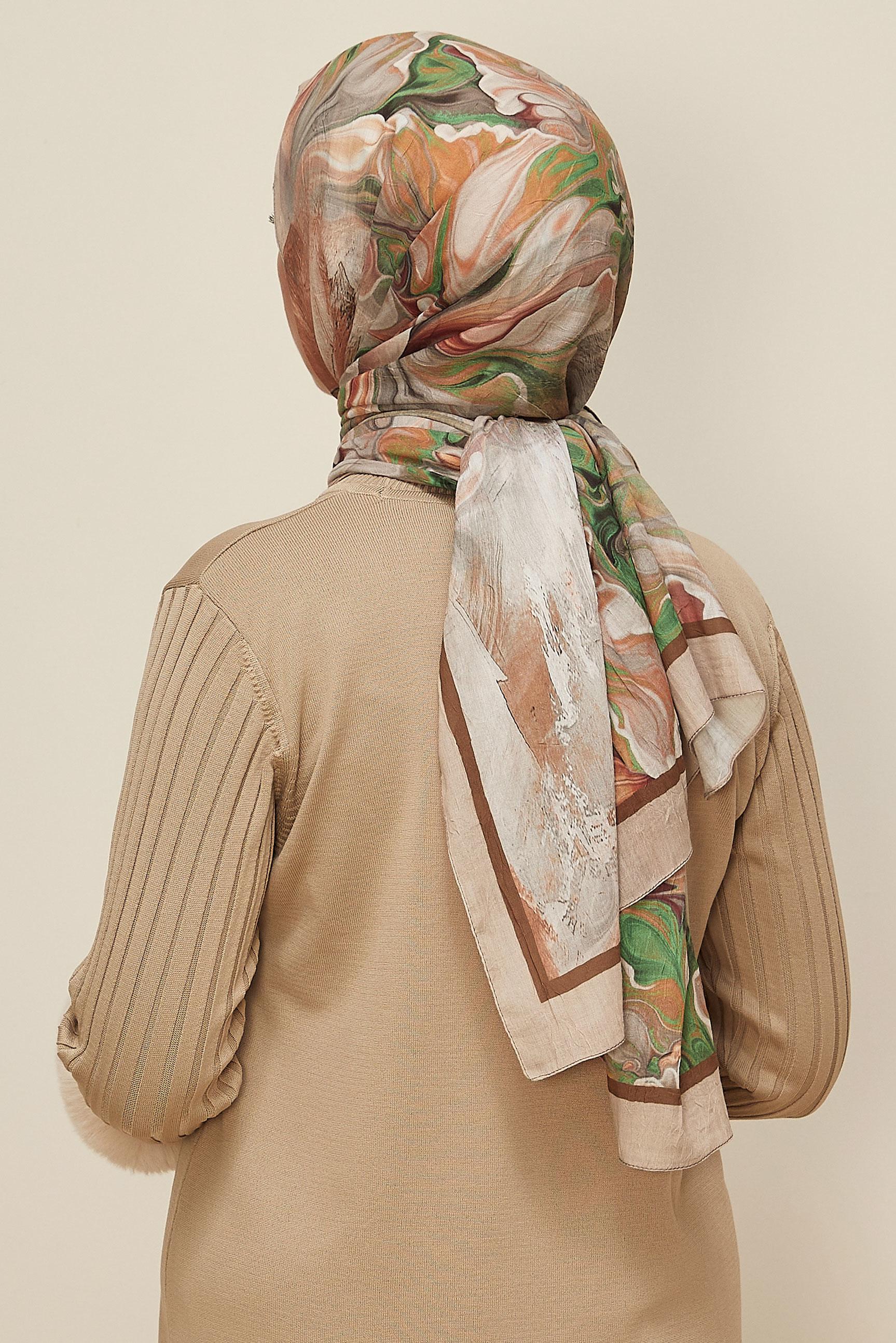 Vêtements hijab POUDRE CHÂLE À MOTIFS ALVINA 3592