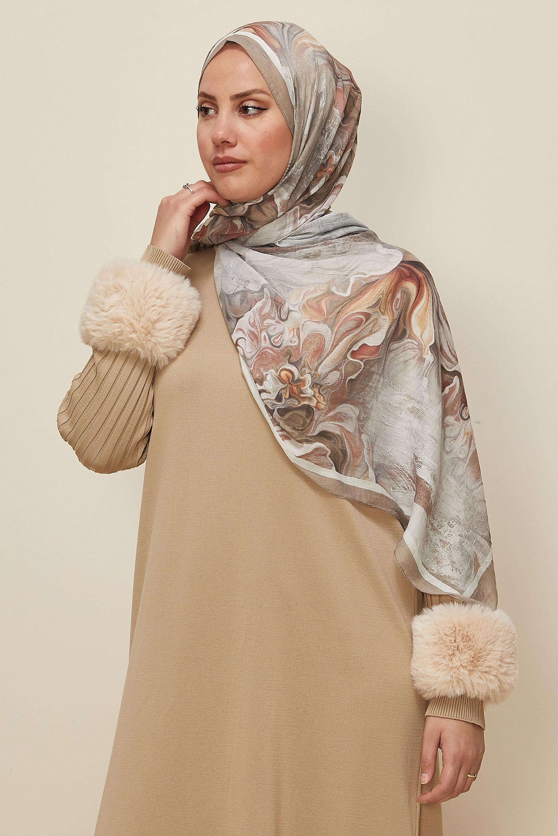 Hijab clothing BROWN ALVINA PATTERNED SHAWL 3592