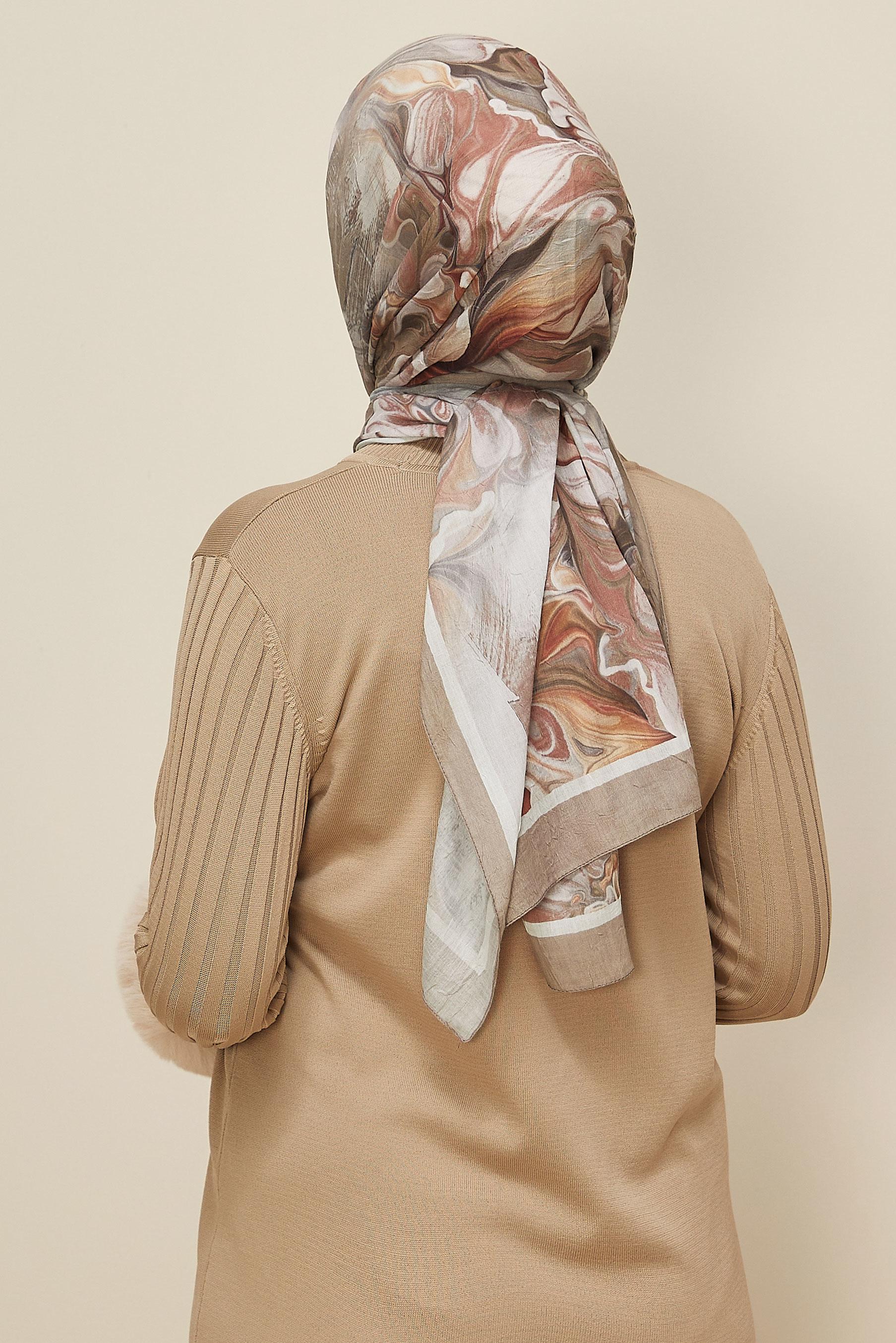 Hijab clothing BROWN ALVINA PATTERNED SHAWL 3592