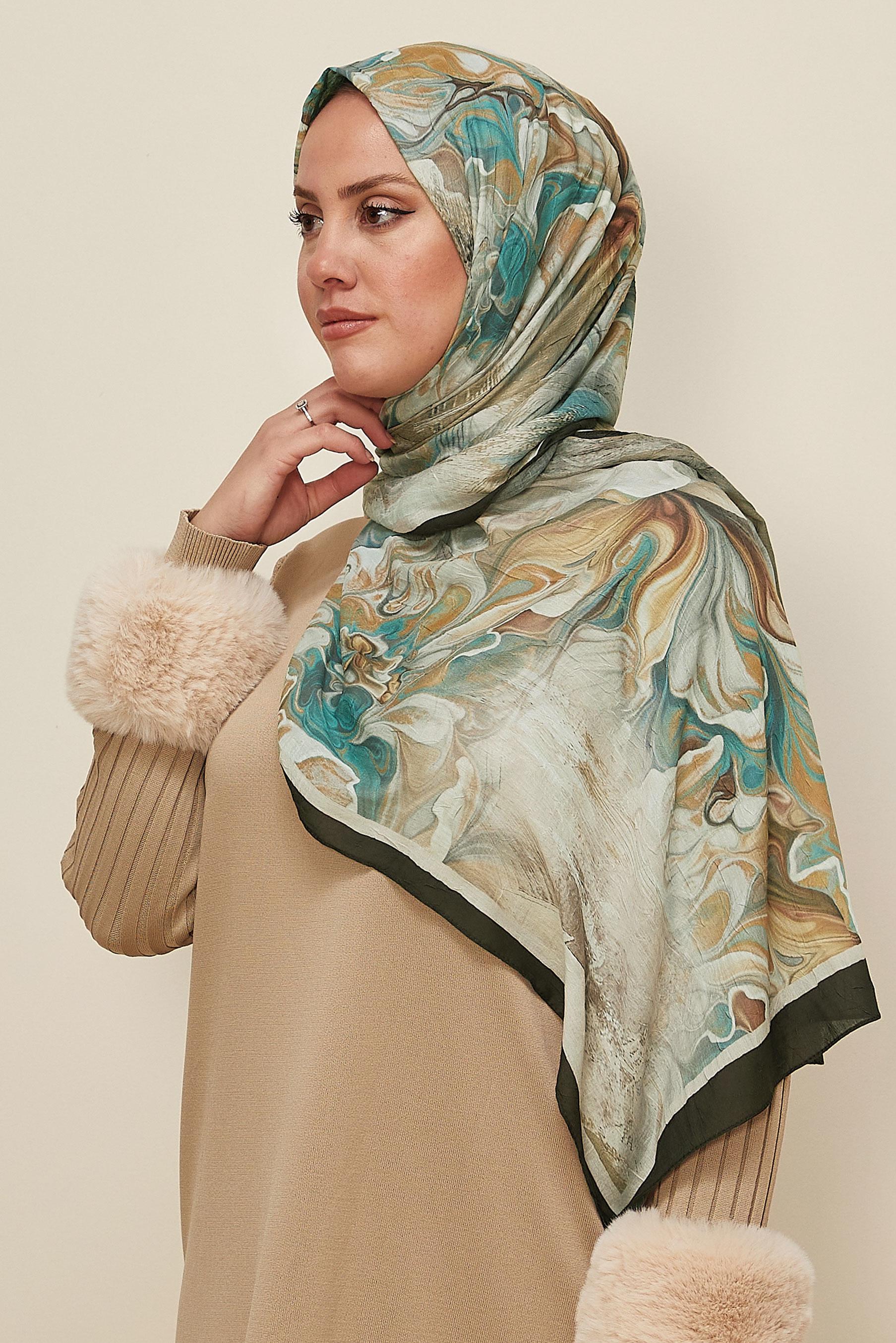Hijab clothing BROWN ALVINA PATTERNED SHAWL 3592