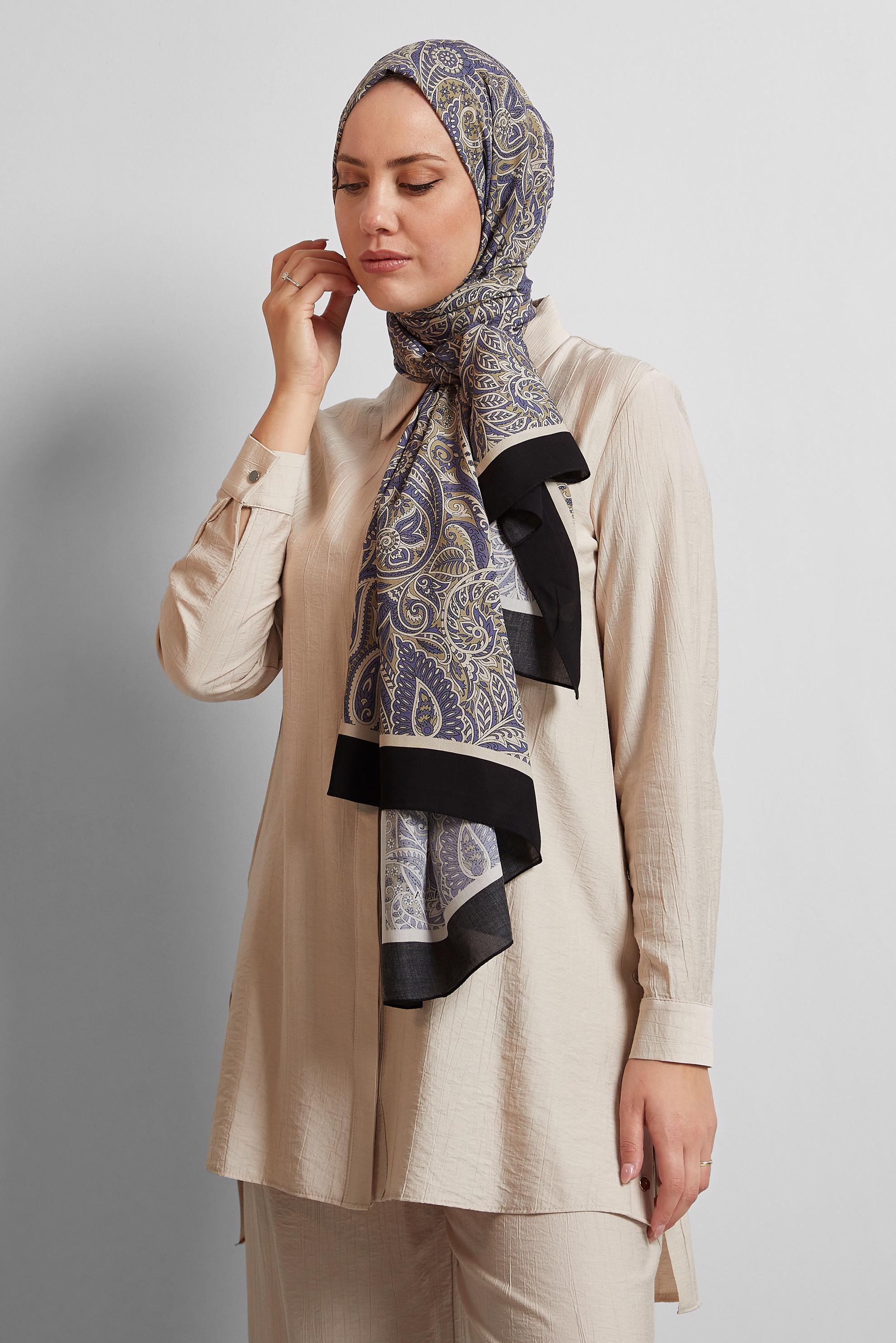 Tesettür giyim MOR ALVİNA ETNİK DESENLİ ŞAL 4472