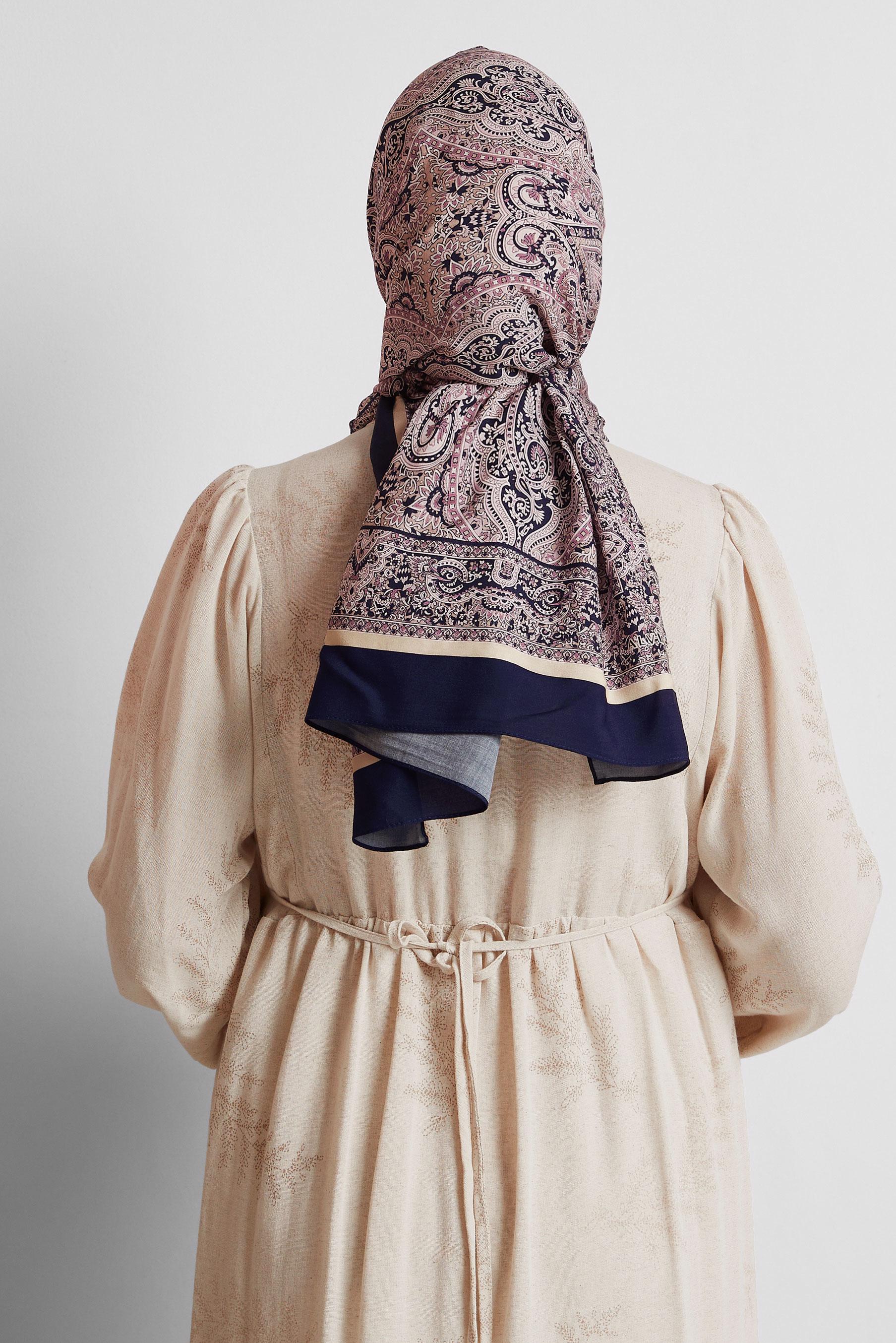 Tesettür giyim MOR ALVİNA ETNİK DESENLİ ŞAL 4479