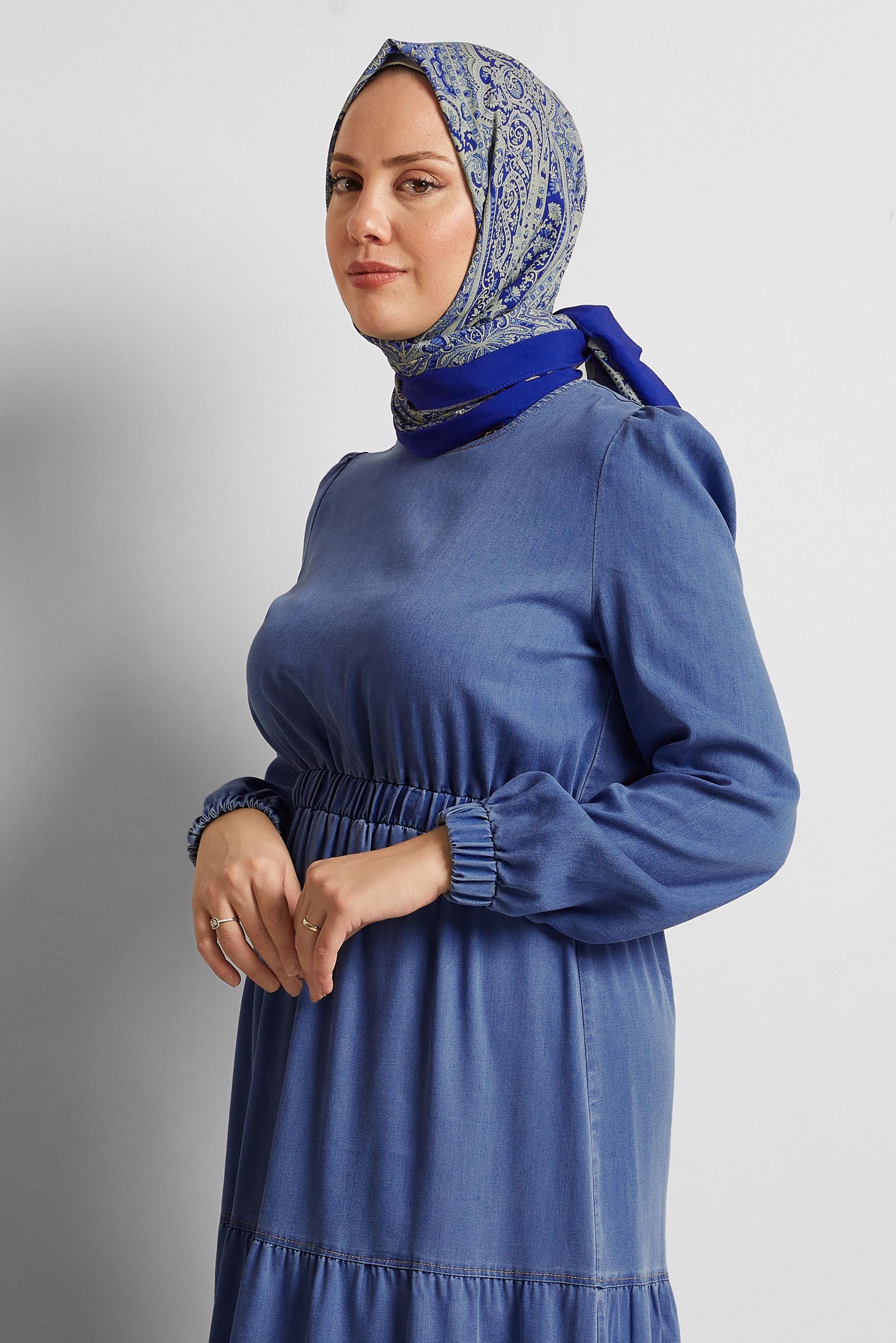 Tesettür giyim LACİVERT ALVİNA ETNİK DESENLİ ŞAL 4479