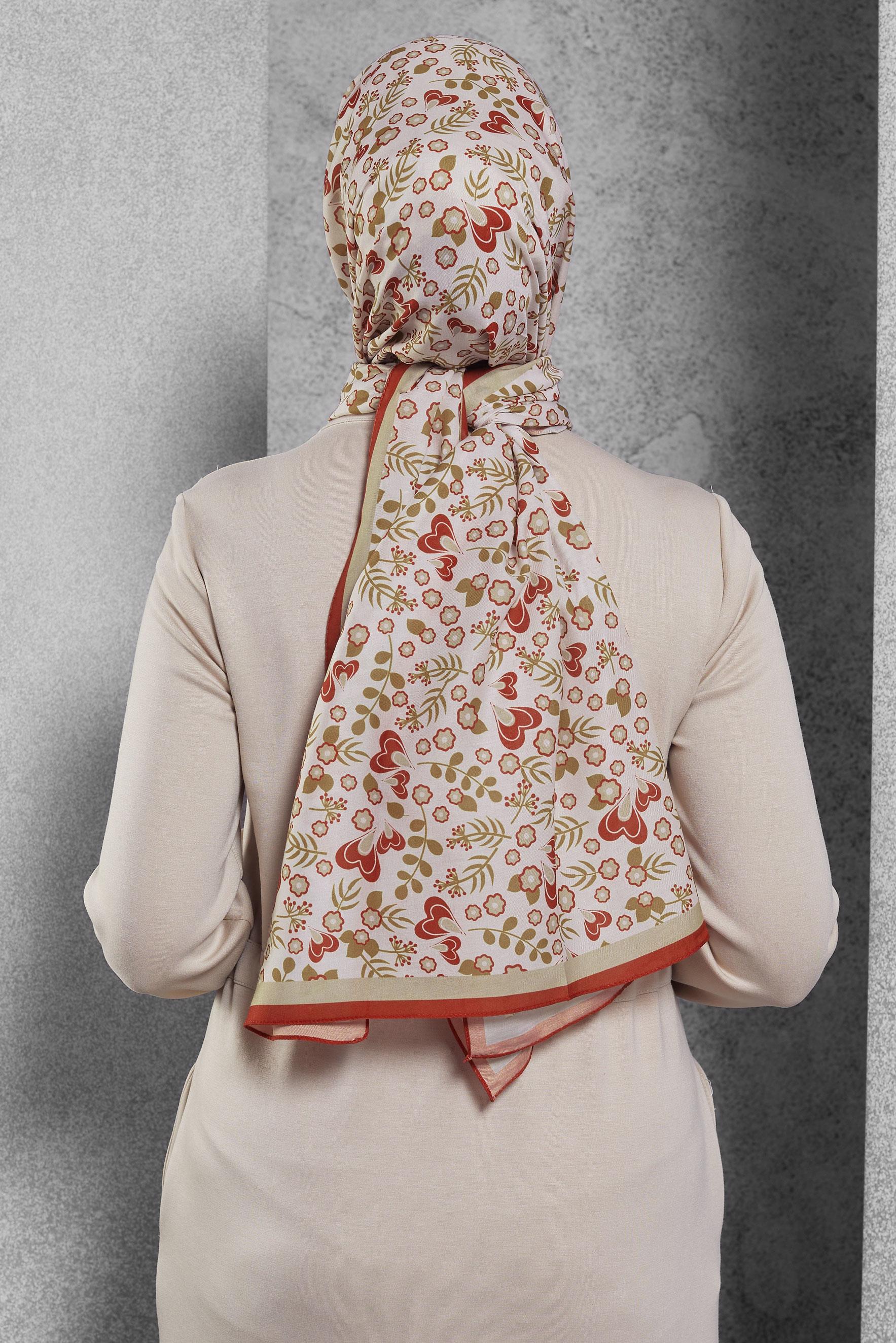 Tesettür giyim KIRMIZI ALVİNA DESENLİ ŞAL 7453