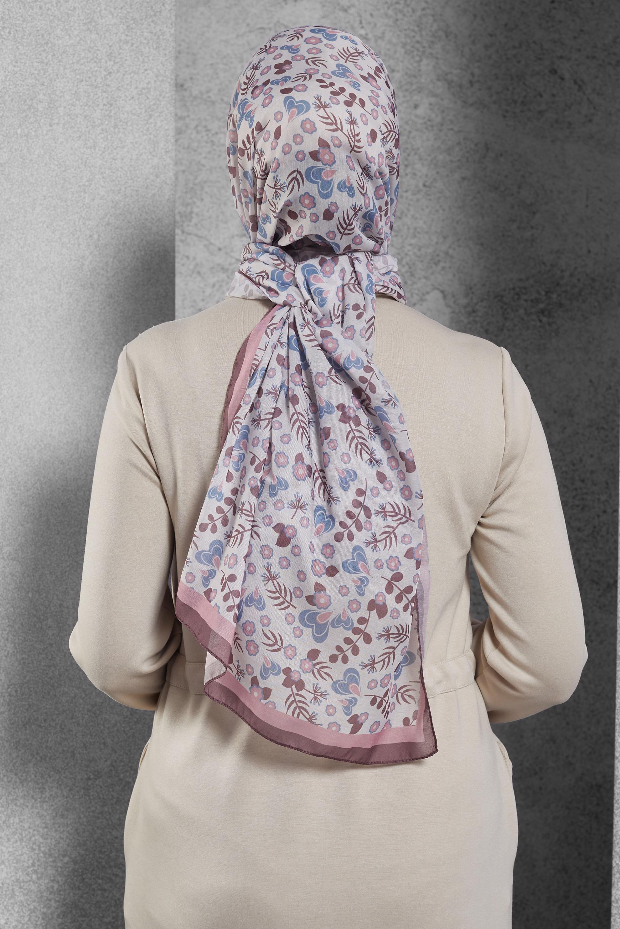 Tesettür giyim PEMBE ALVİNA DESENLİ ŞAL 7453