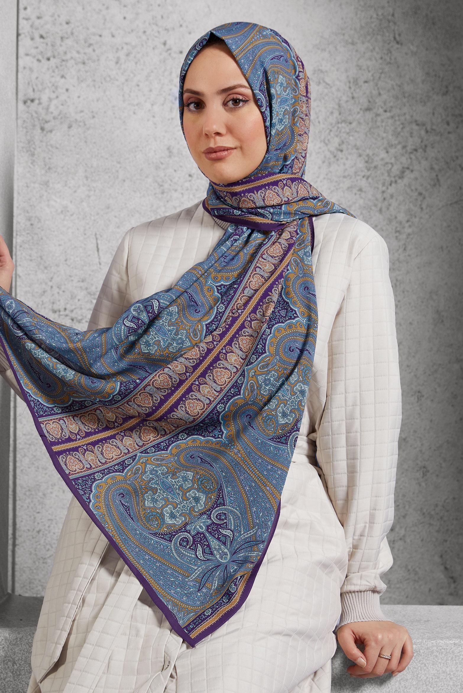 Tesettür giyim MOR ALVİNA ETNİK DESEN ŞAL 8521