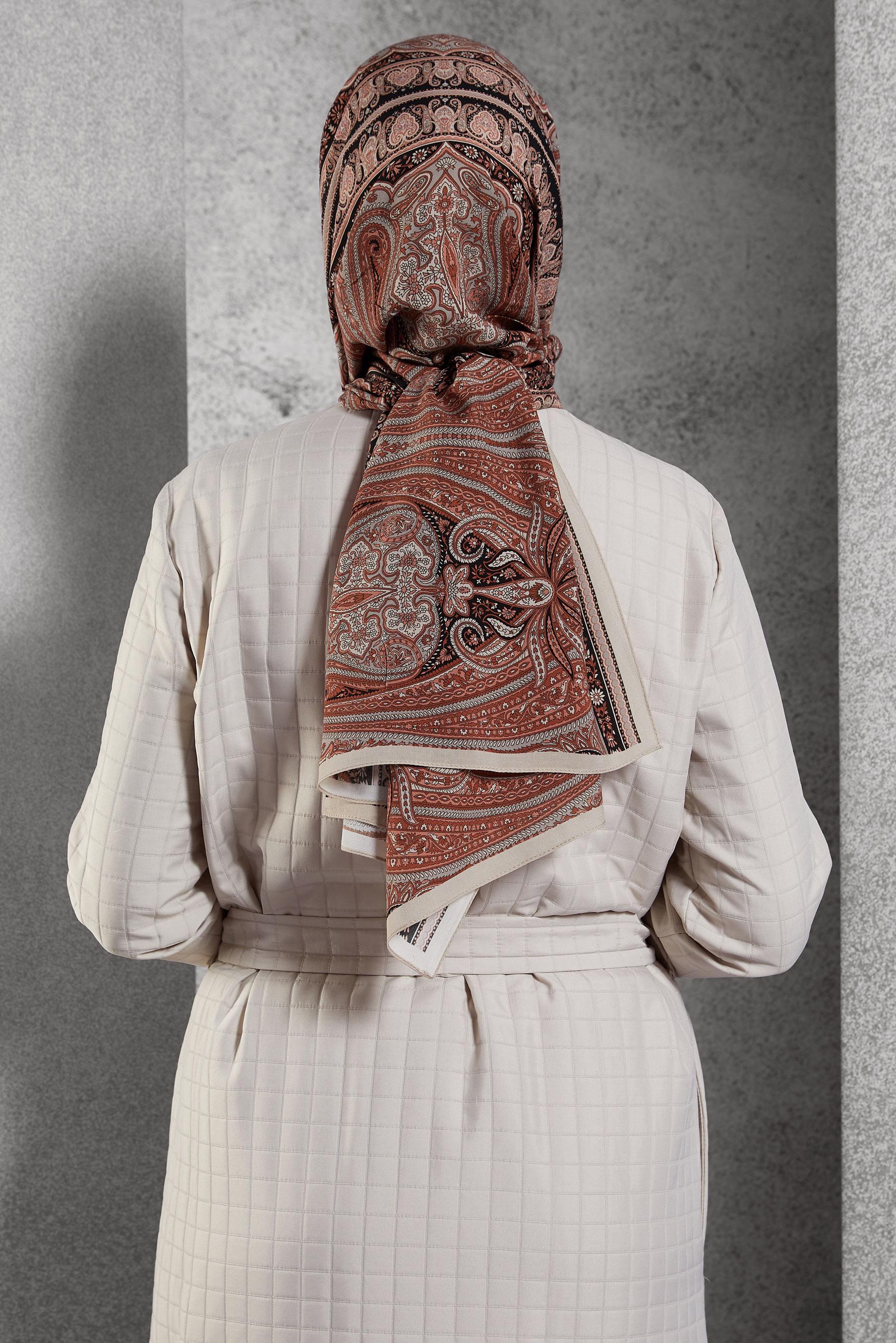 Tesettür giyim PEMBE ALVİNA ETNİK DESEN ŞAL 8521