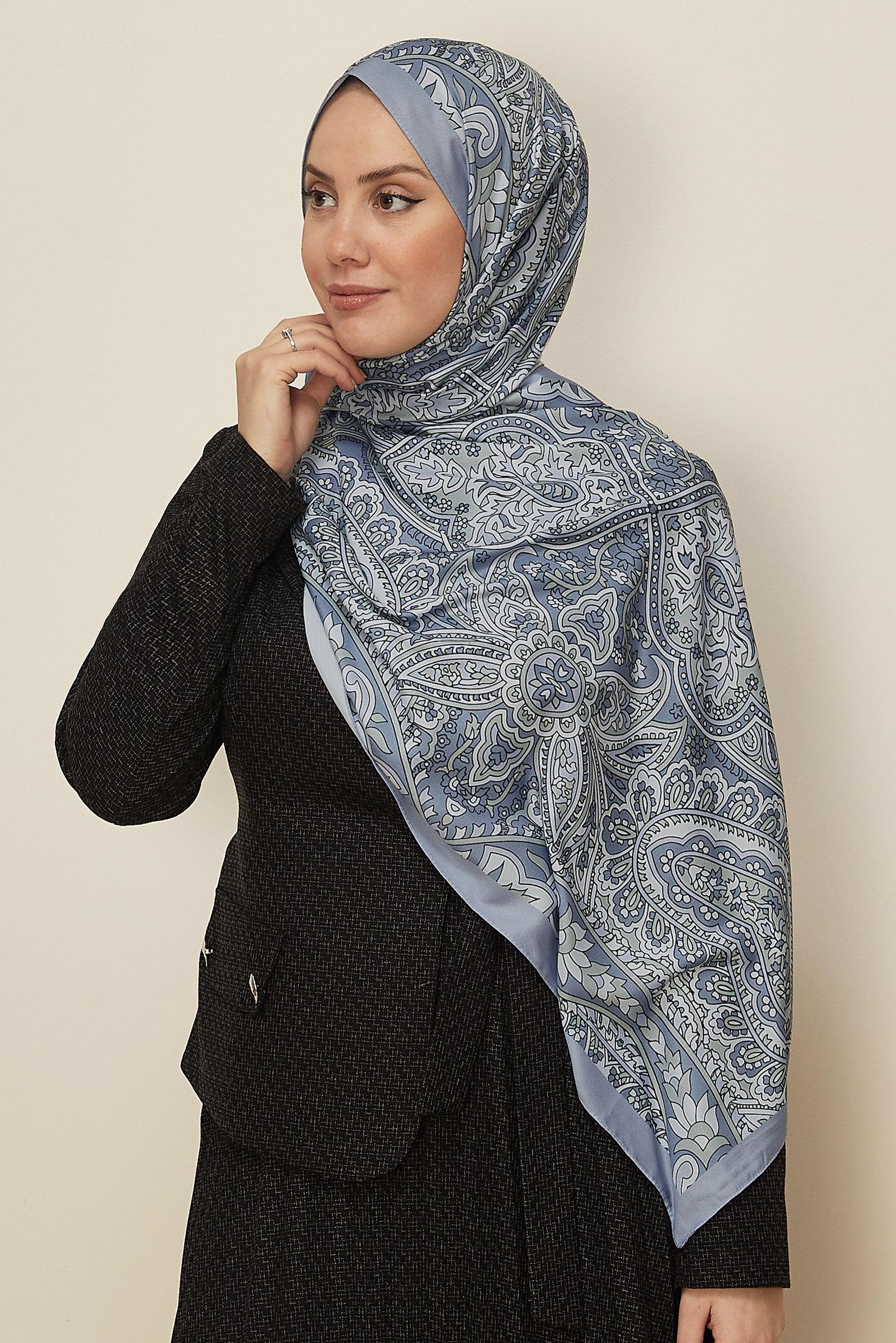 Tesettür giyim MOR ALVİNA ETNİK DESENLİ ŞAL 8522